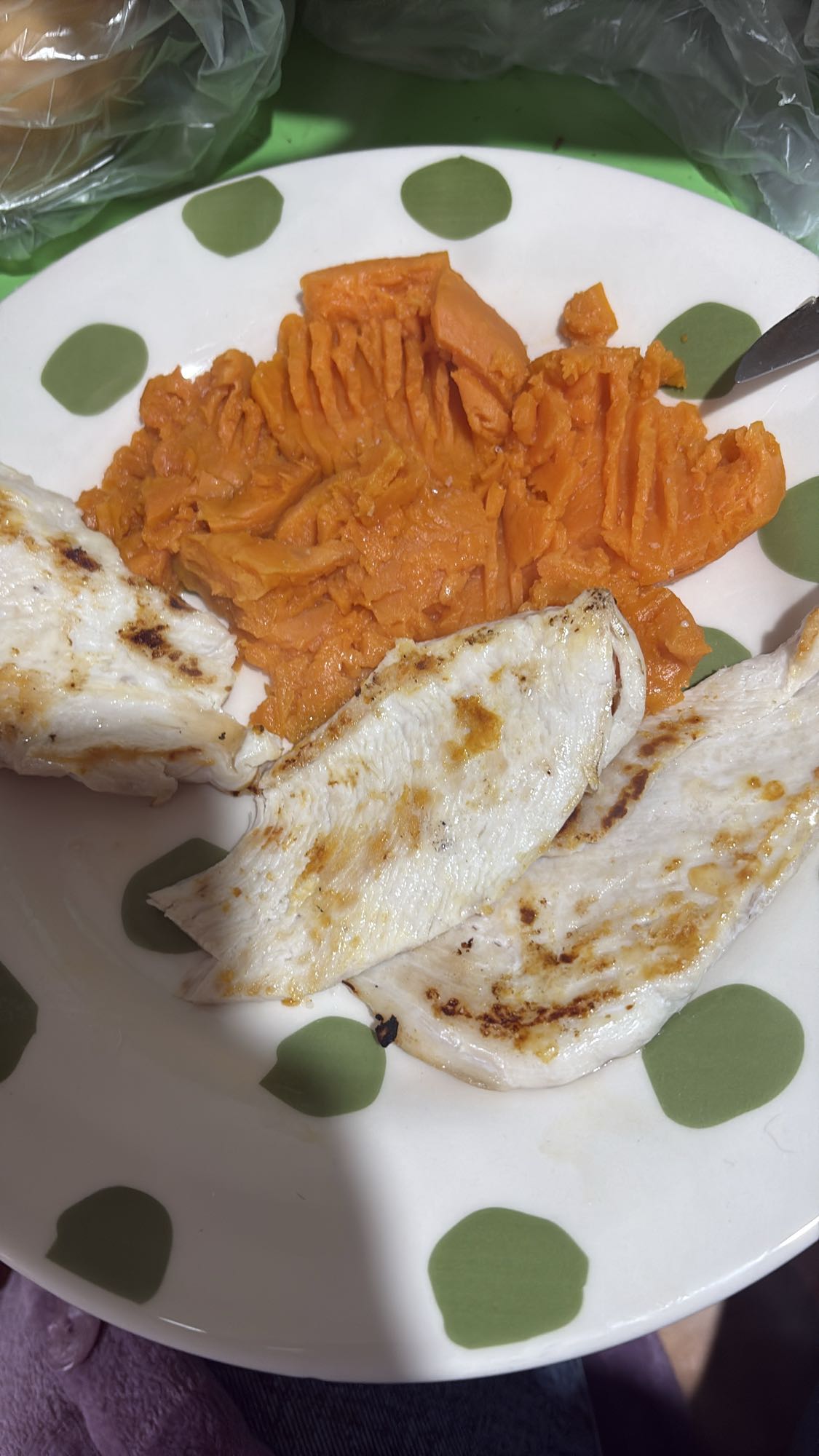 Pollo a la plancha con camote