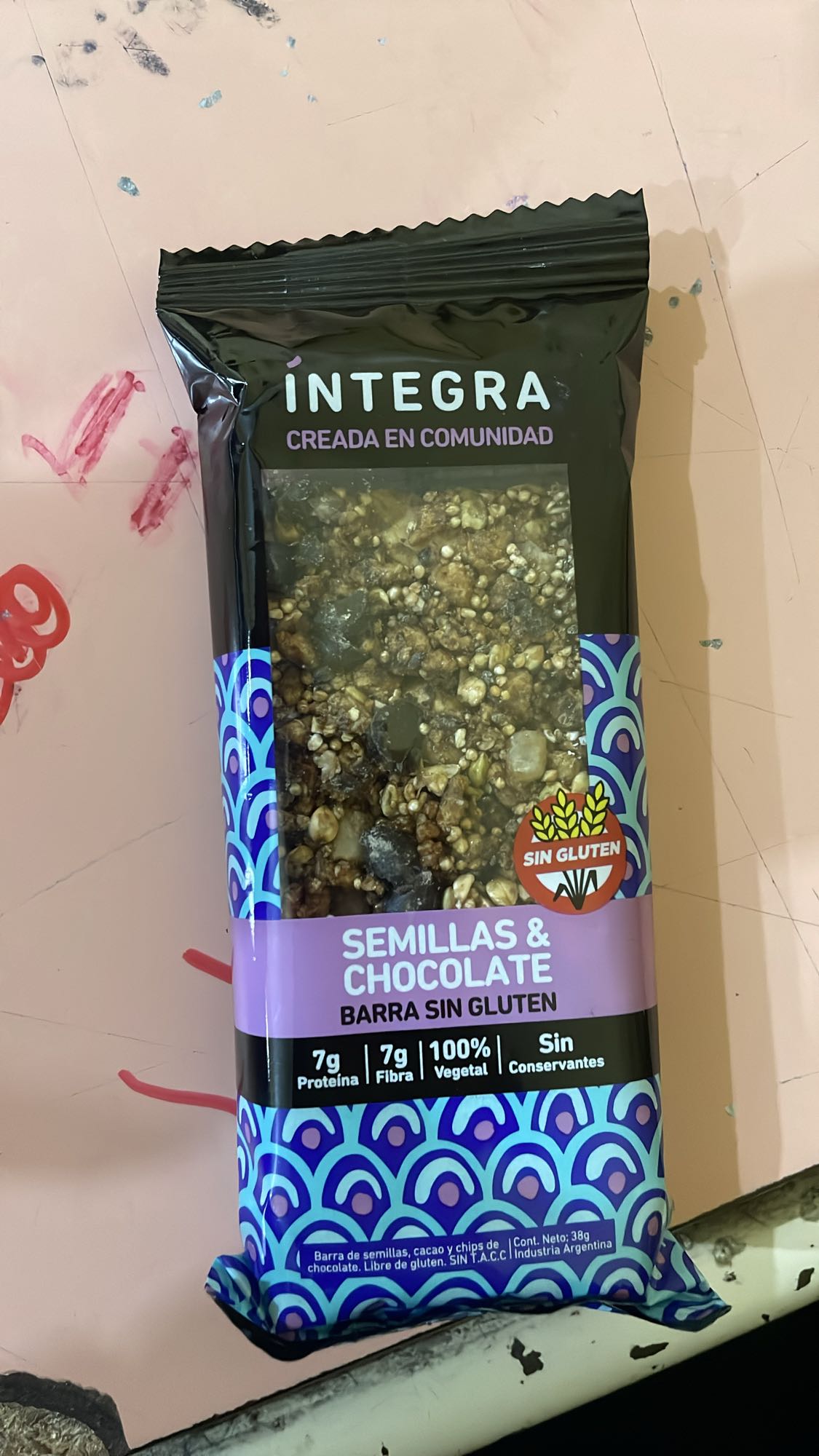 Barra de semillas y chocolate