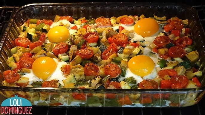 Verduras al horno con huevo