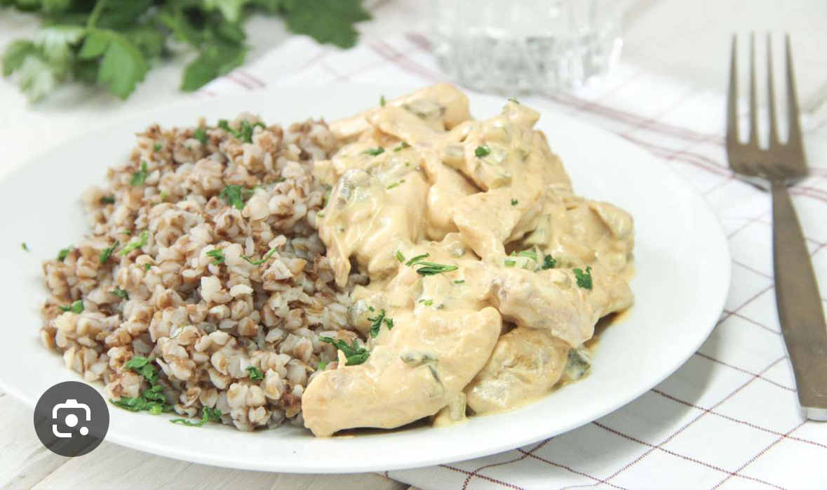 Гречка с курицей в соусе