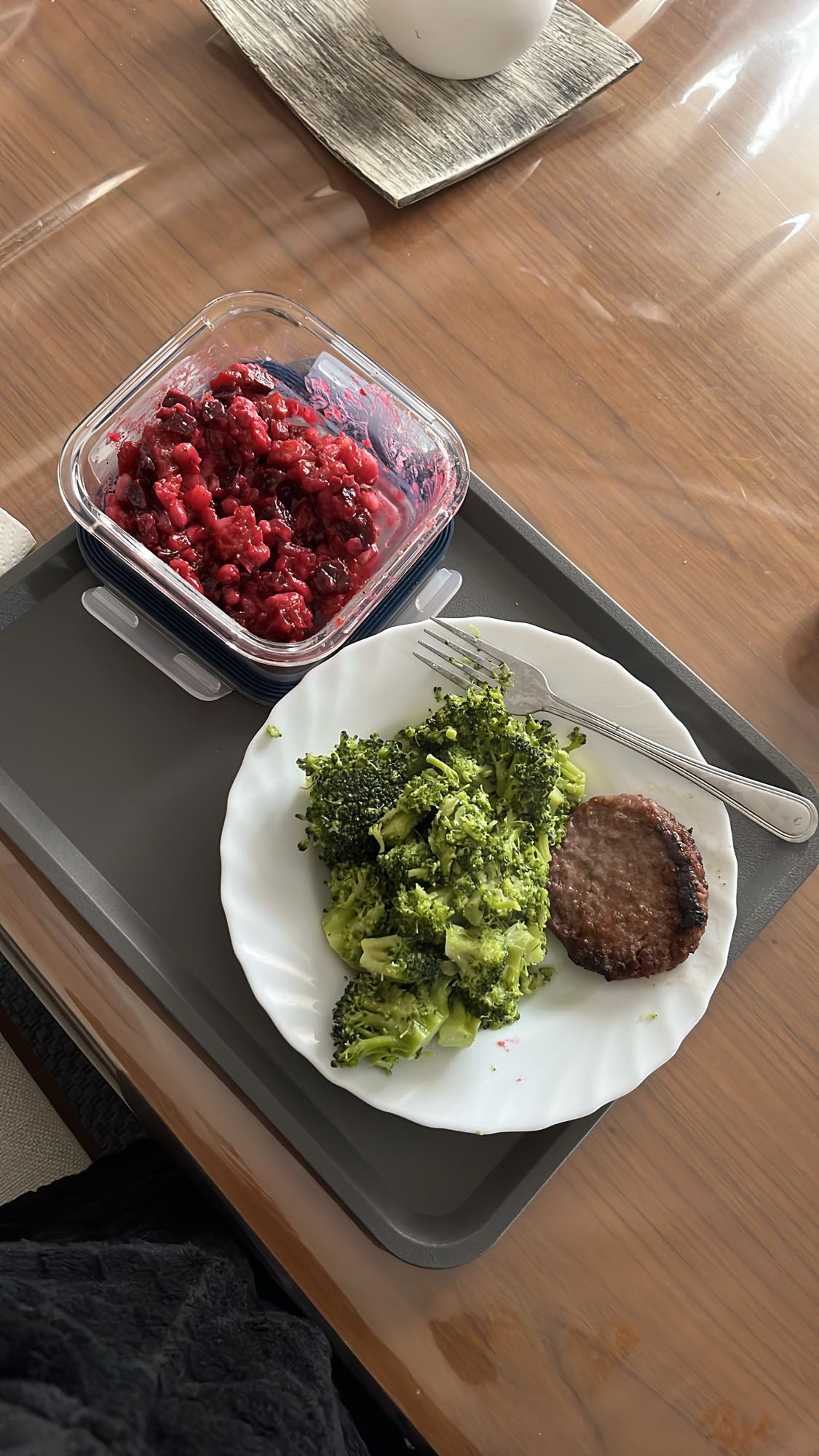 Broccoli and Burger Meal