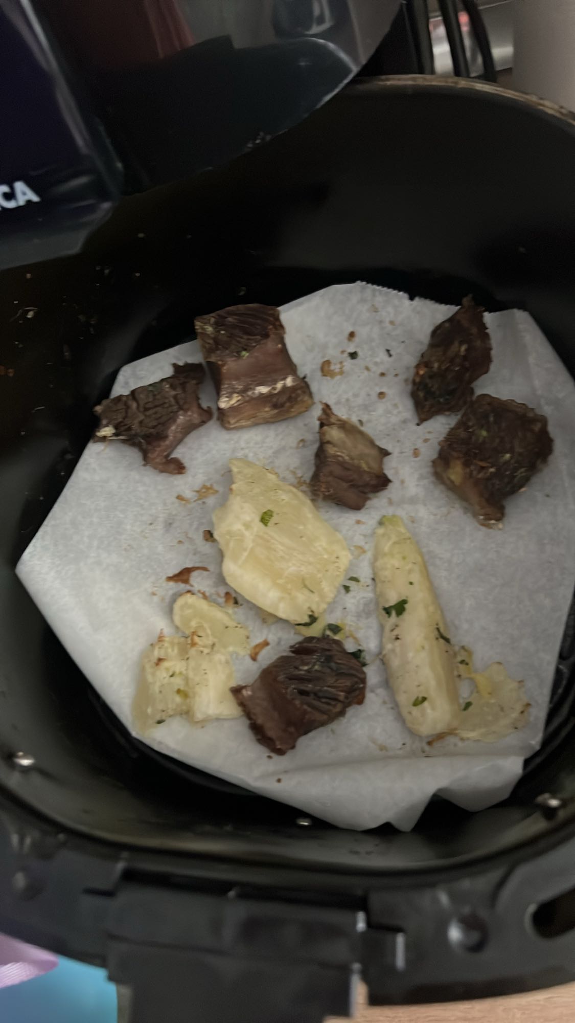 Carne y queso al aire