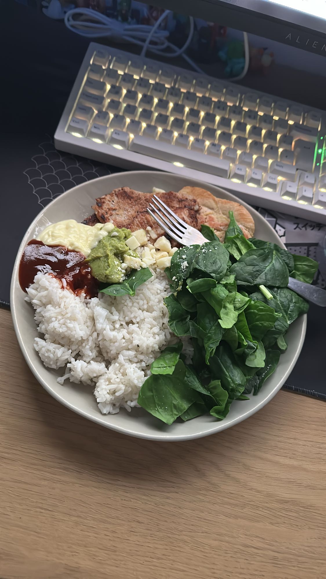 Plato de arroz y pollo