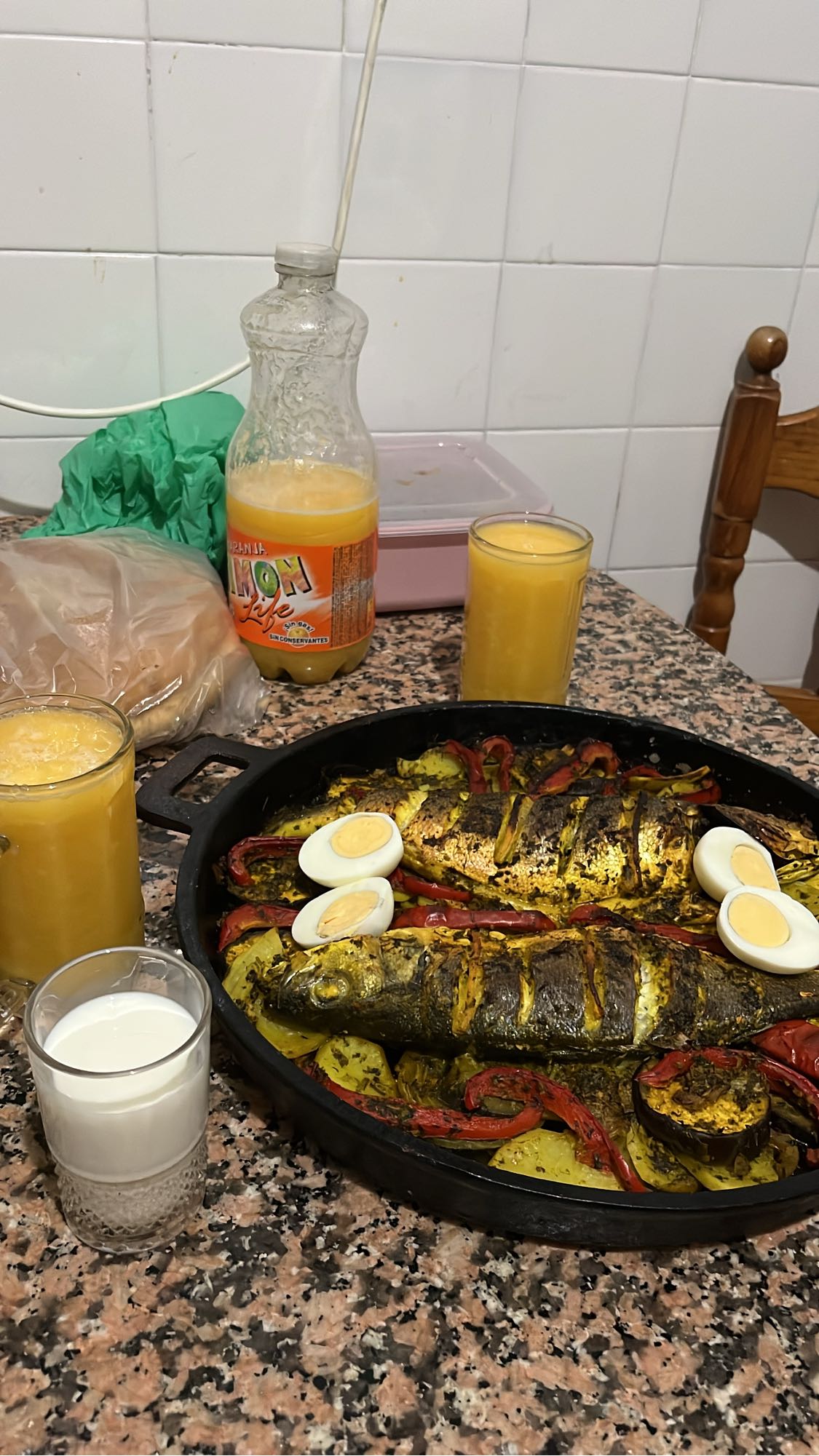 Pescado al horno con verduras