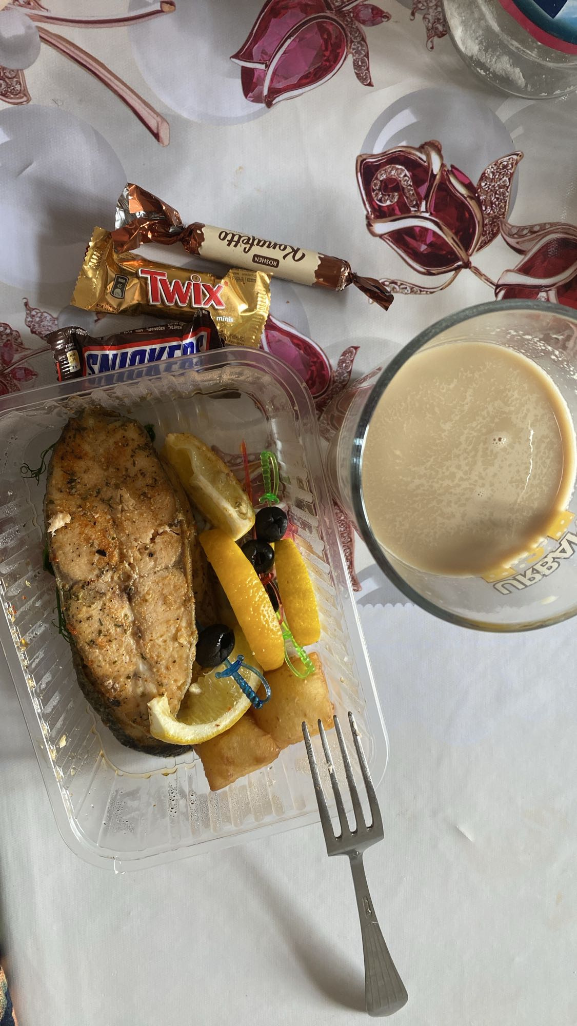 Жареная рыба с гарниром