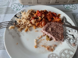 Carne con arroz y verduras