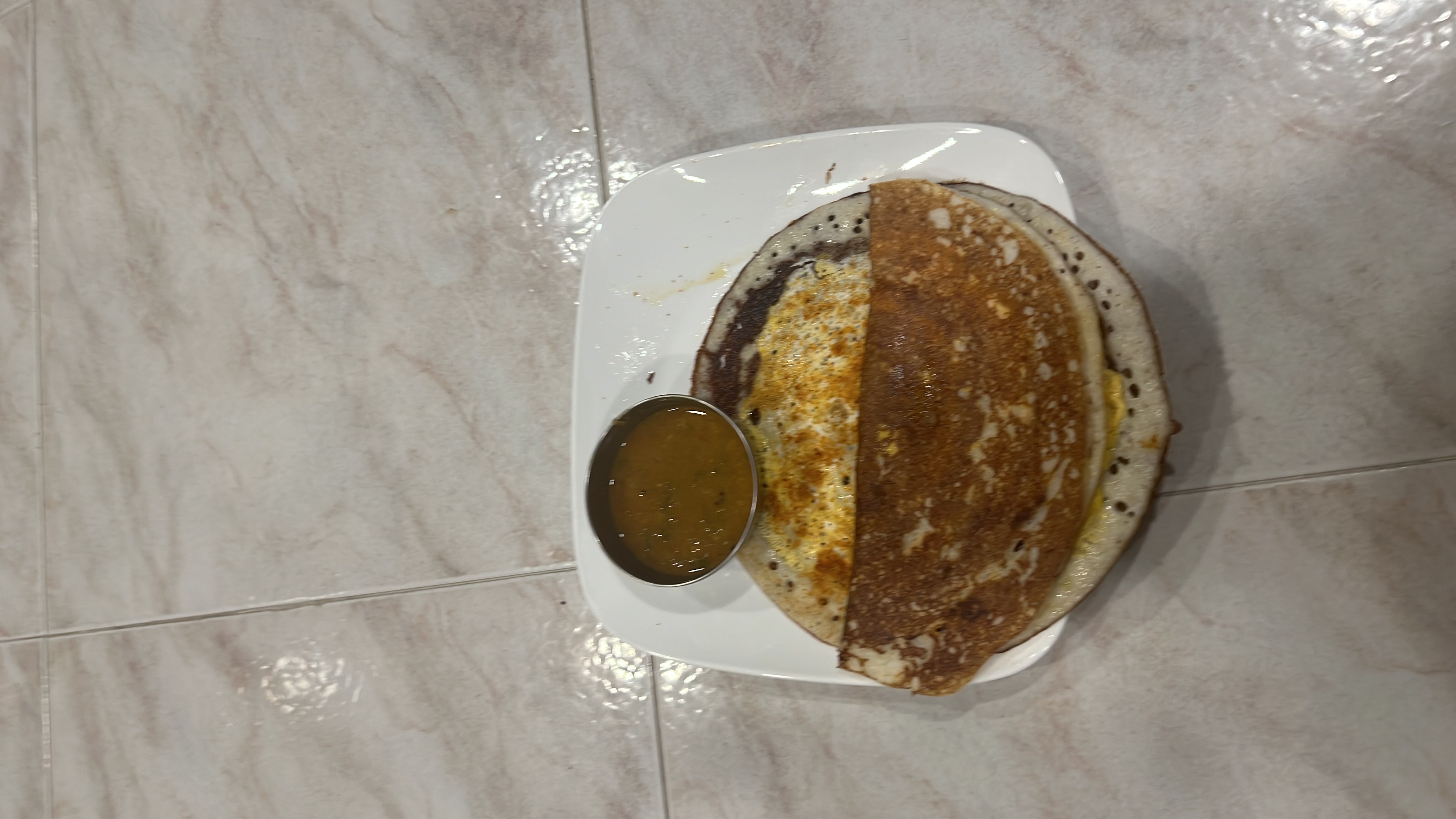 Egg Dosa with Sambar