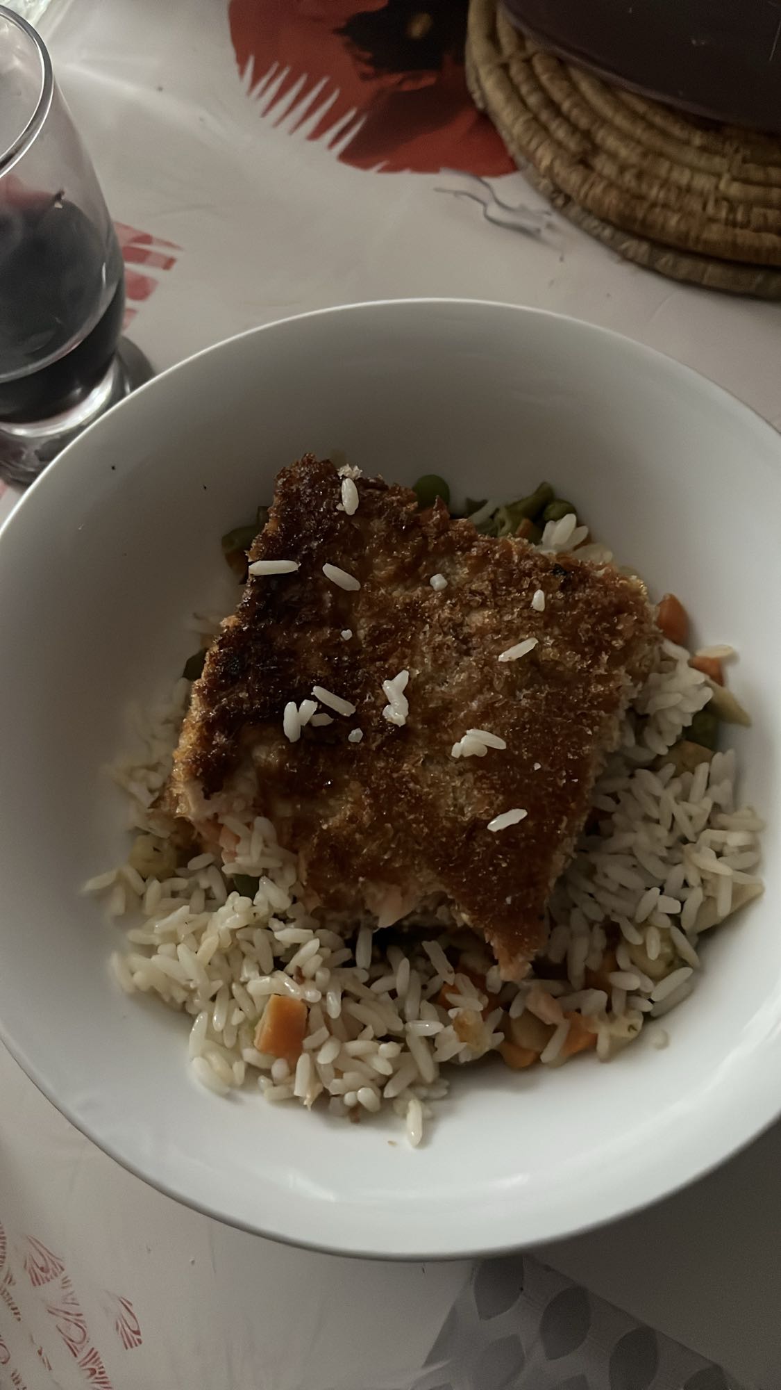 Saumon pané avec riz