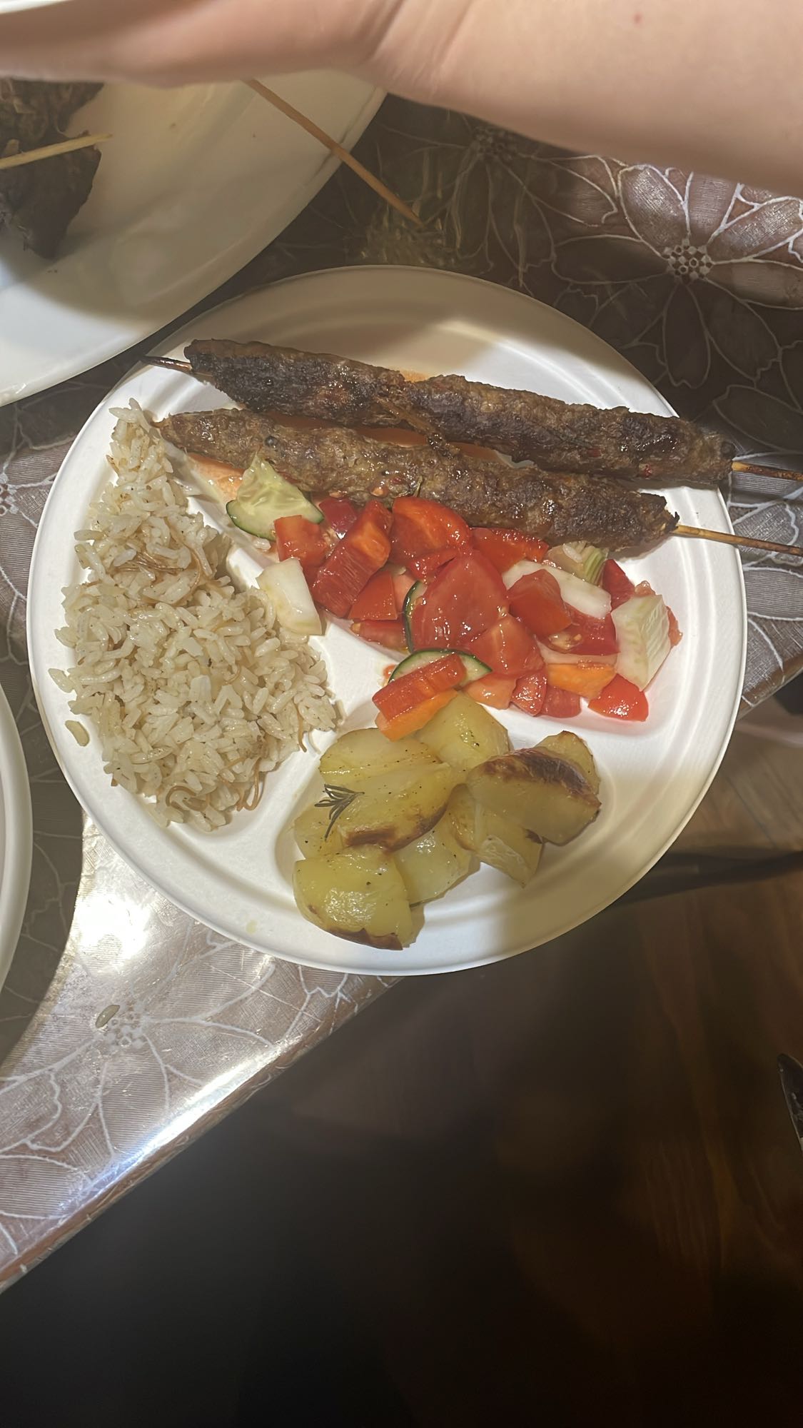 Kebab with Rice and Salad