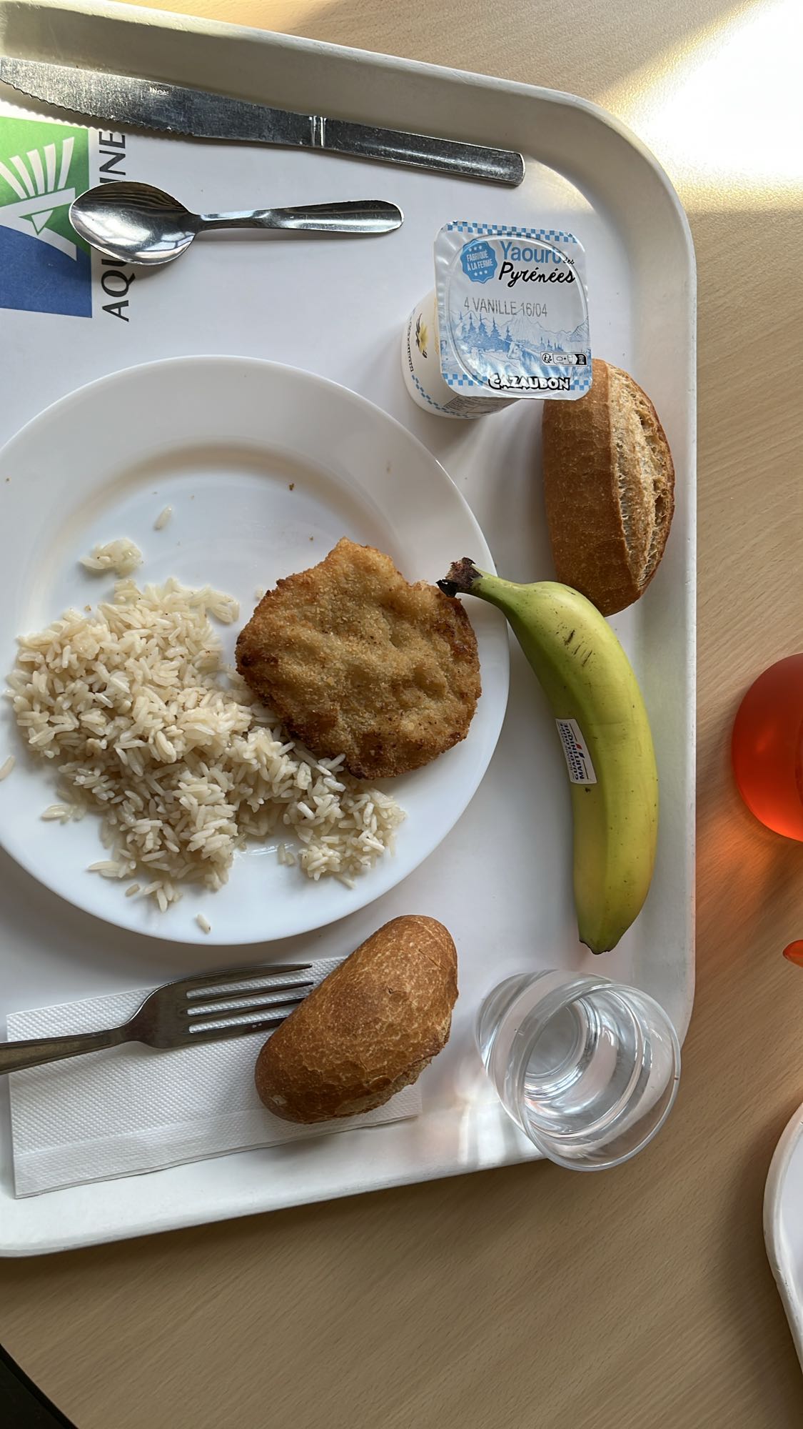 Escalope panée avec riz