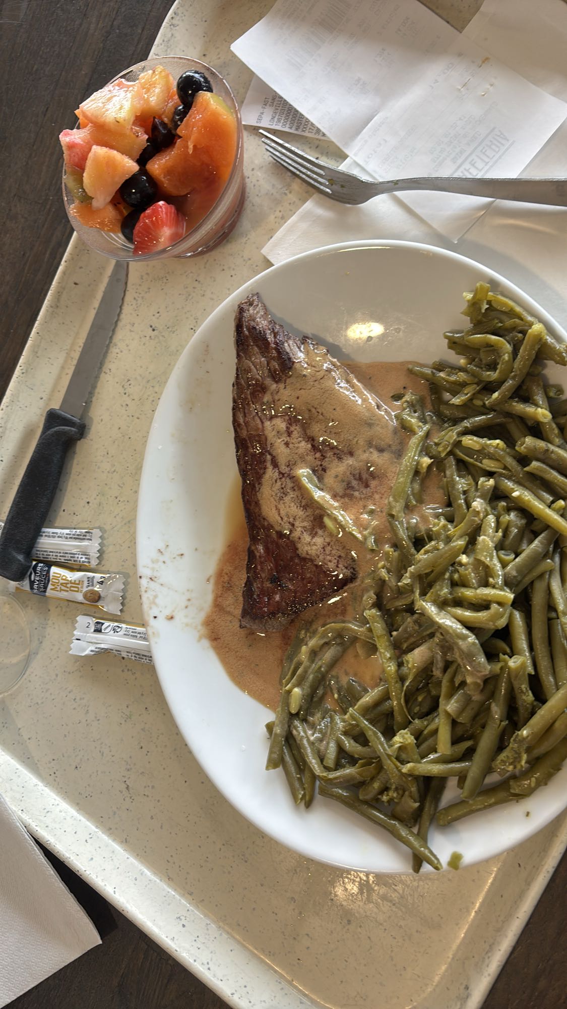 Steak avec haricots verts