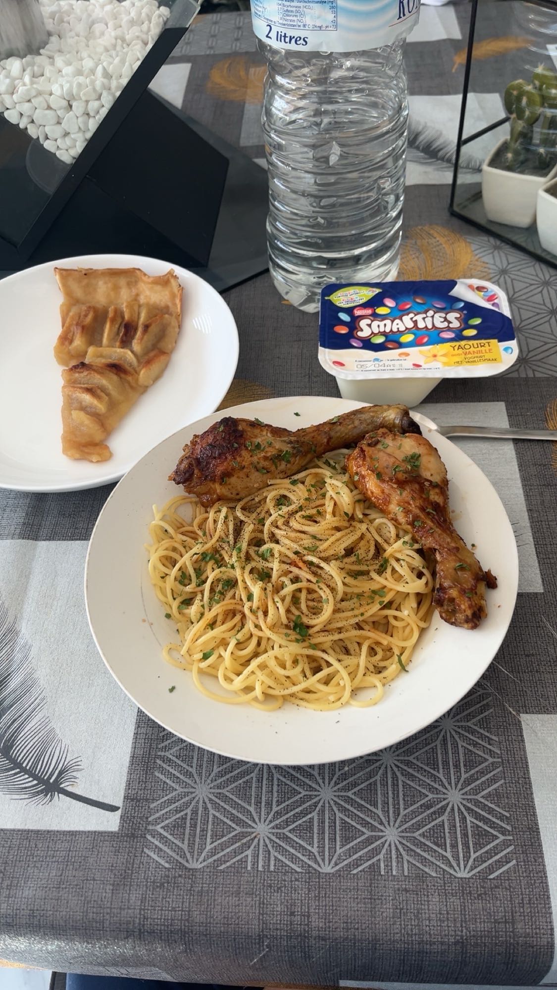 Poulet rôti avec pâtes