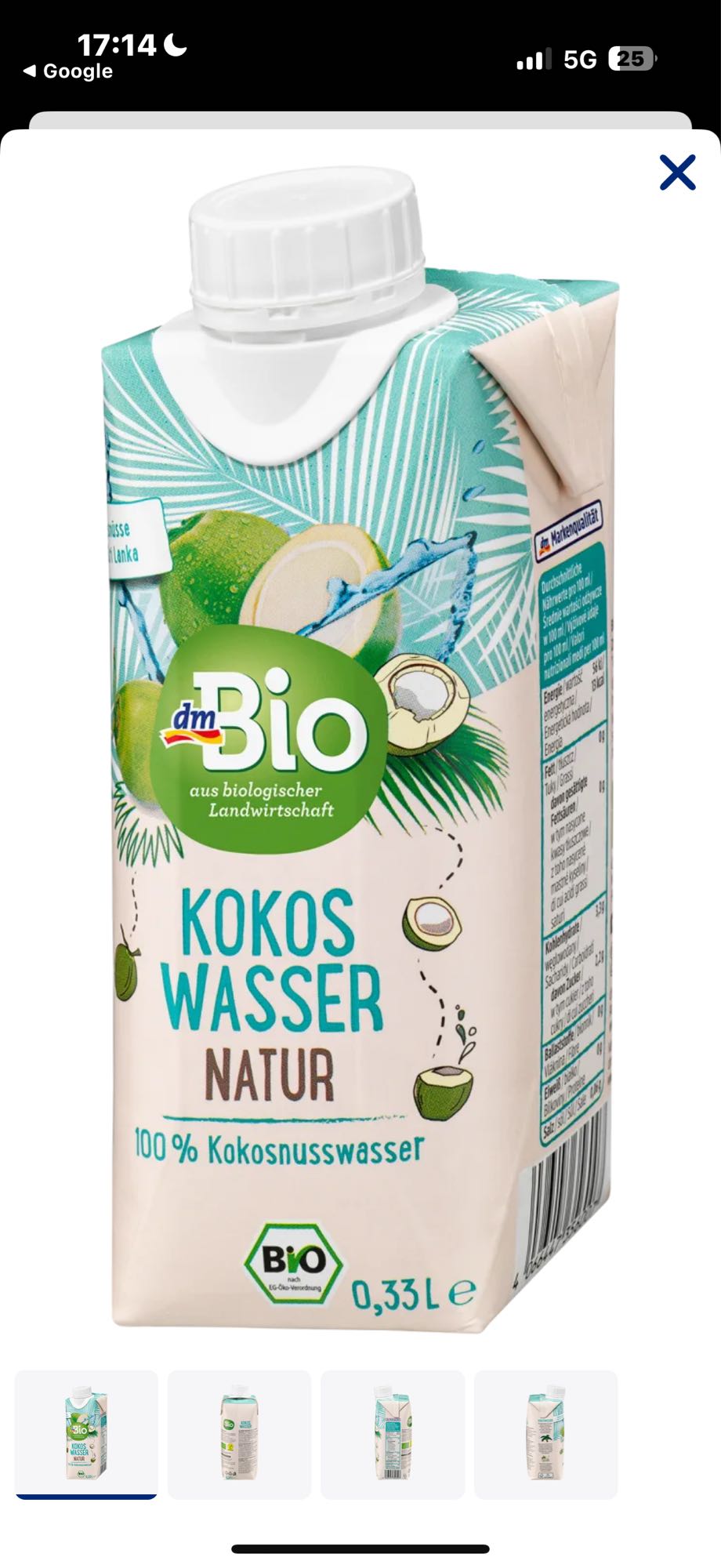 Kokoswasser Natur