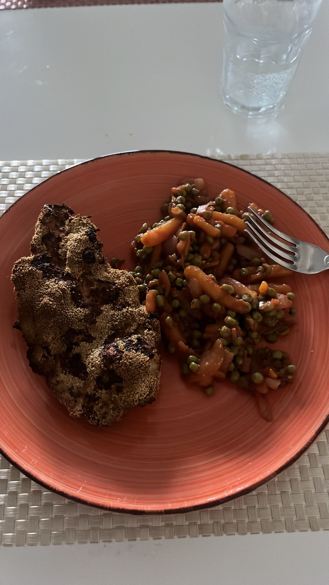 Poulet pané et légumes