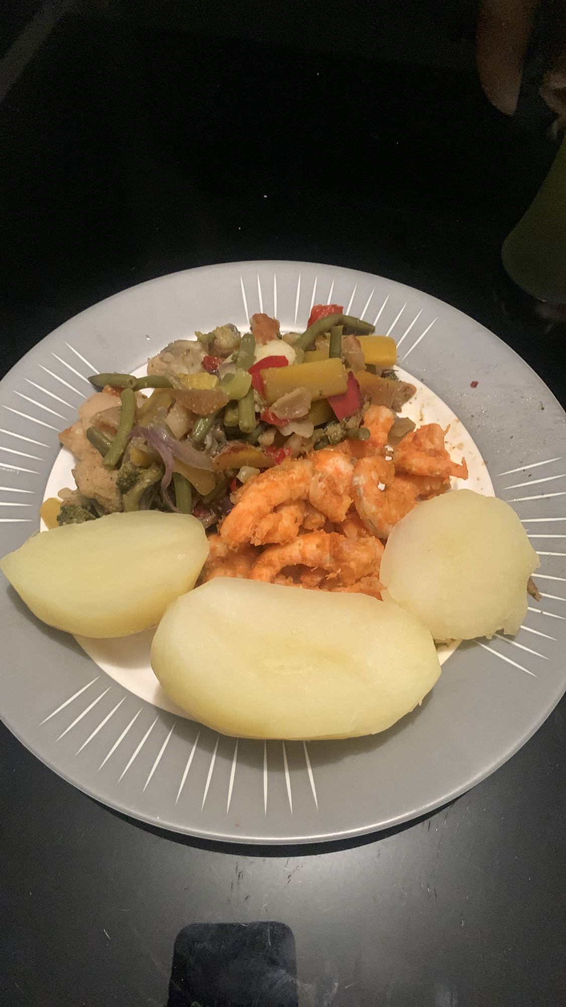 Crevettes et légumes