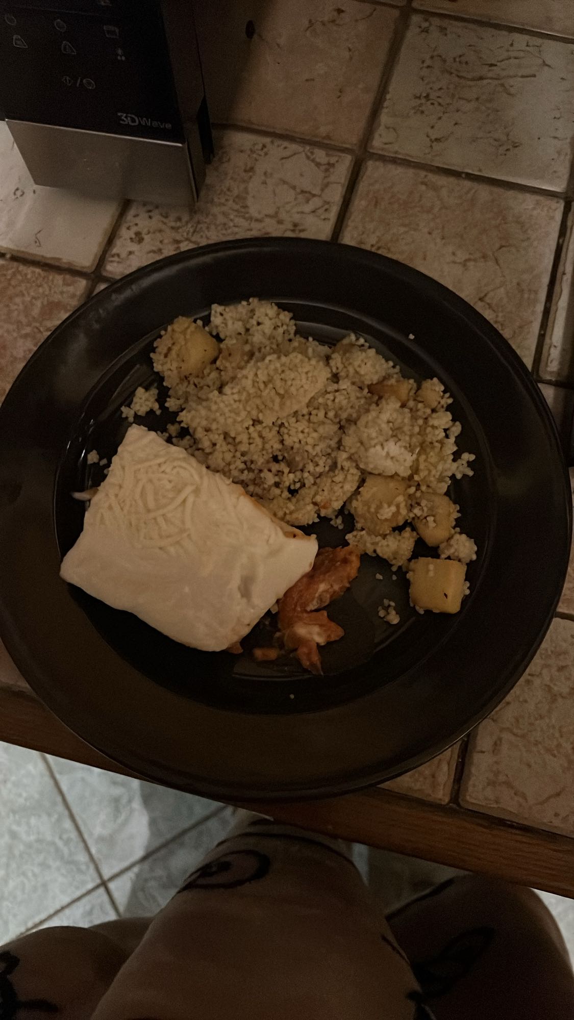 Poulet au fromage et semoule