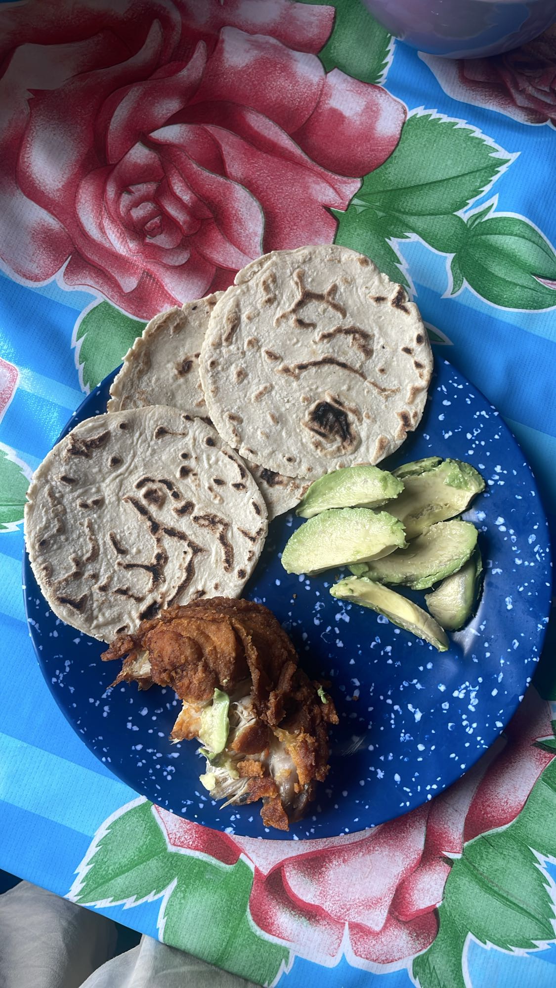 Pollo frito con tortillas