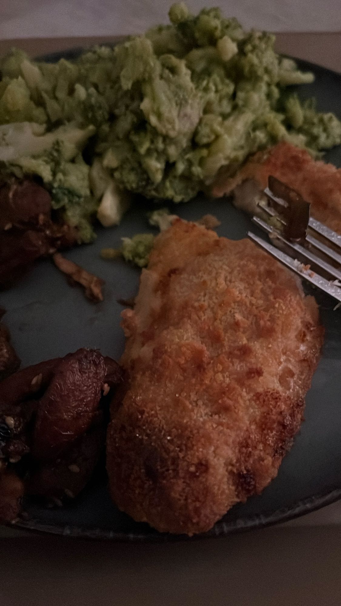 Poulet pané et légumes