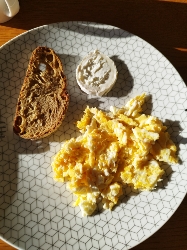 Œufs brouillés et pain