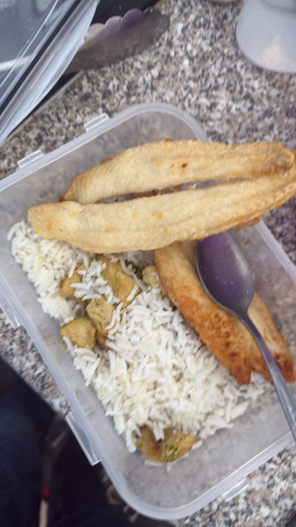 Reis mit Hähnchen und Fisch