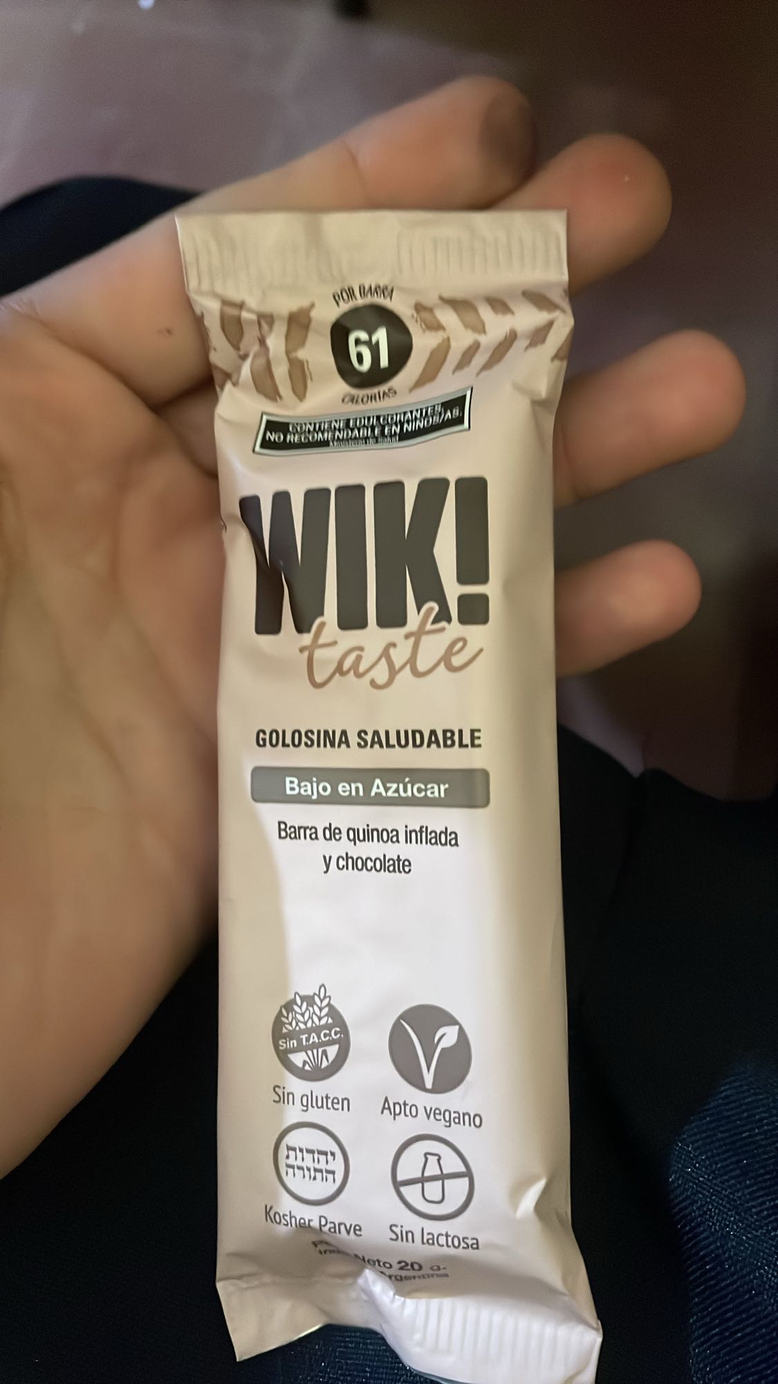 Barra de quinoa y chocolate