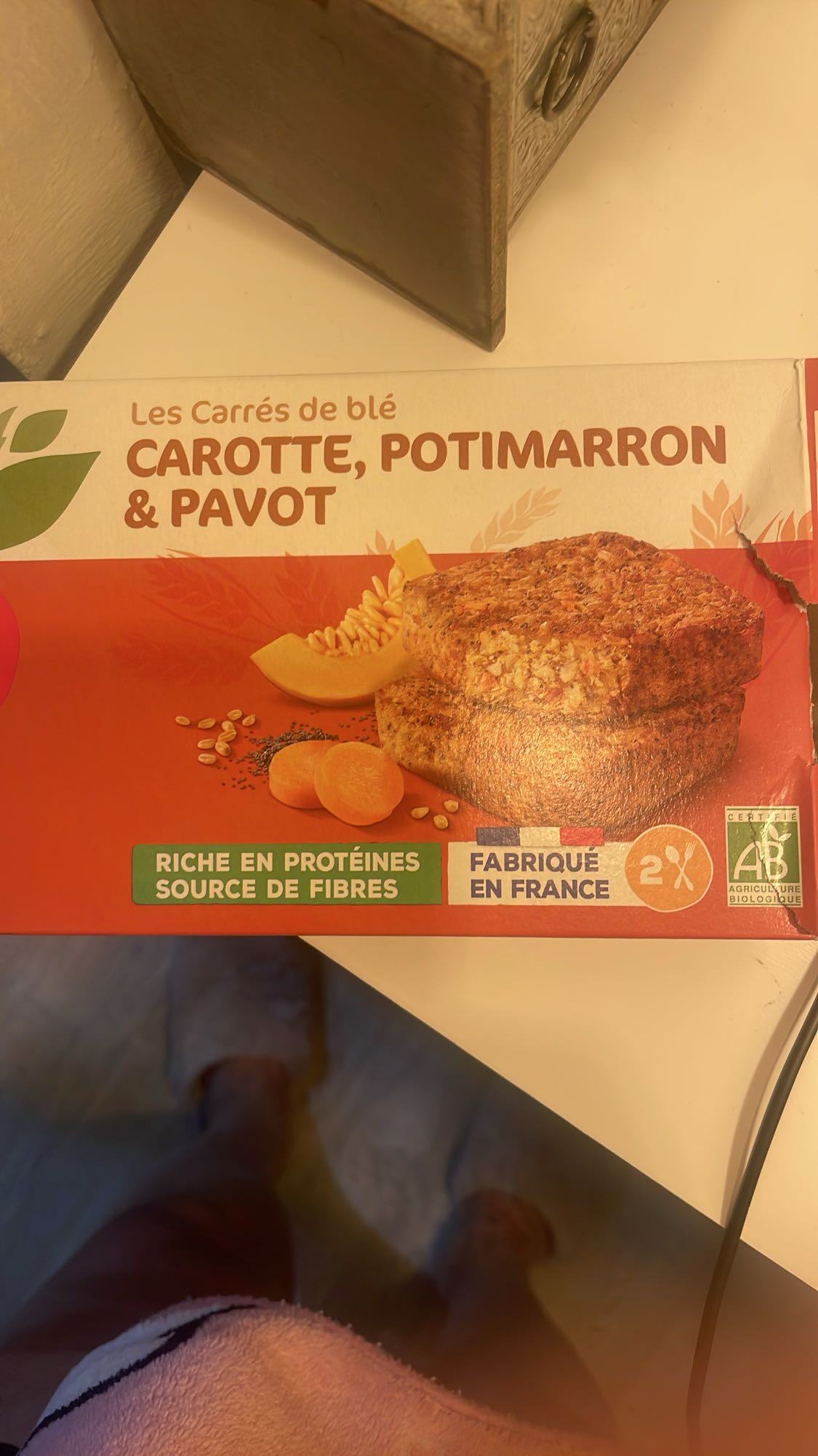 Carrés de blé carotte