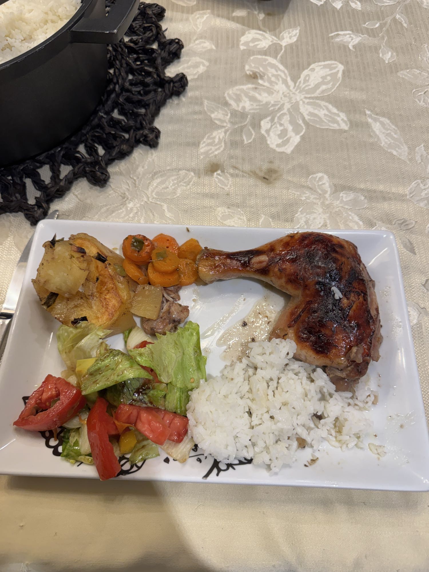 Pollo asado con arroz
