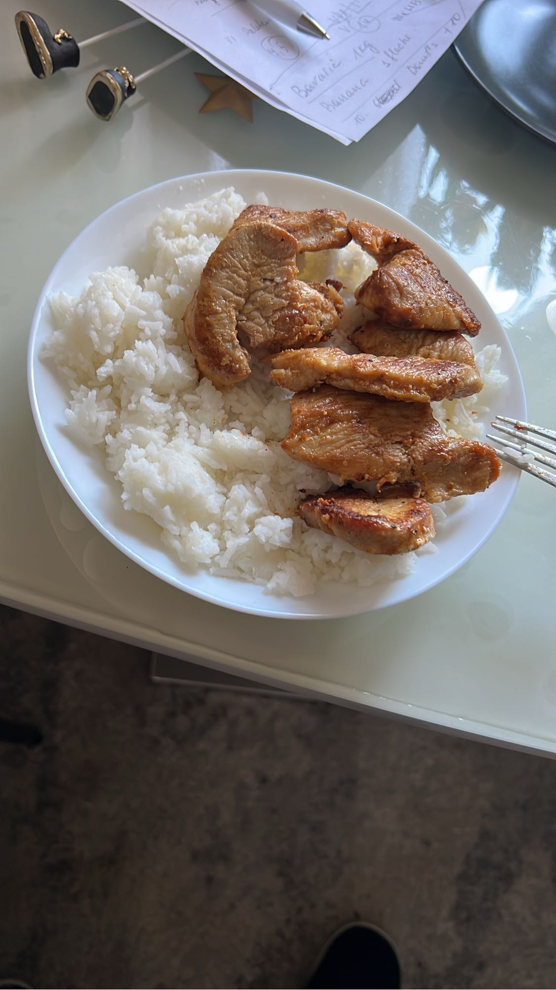 Reis mit gebratenem Fleisch