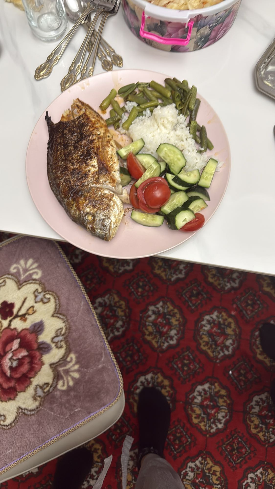 Жареная рыба с гарниром