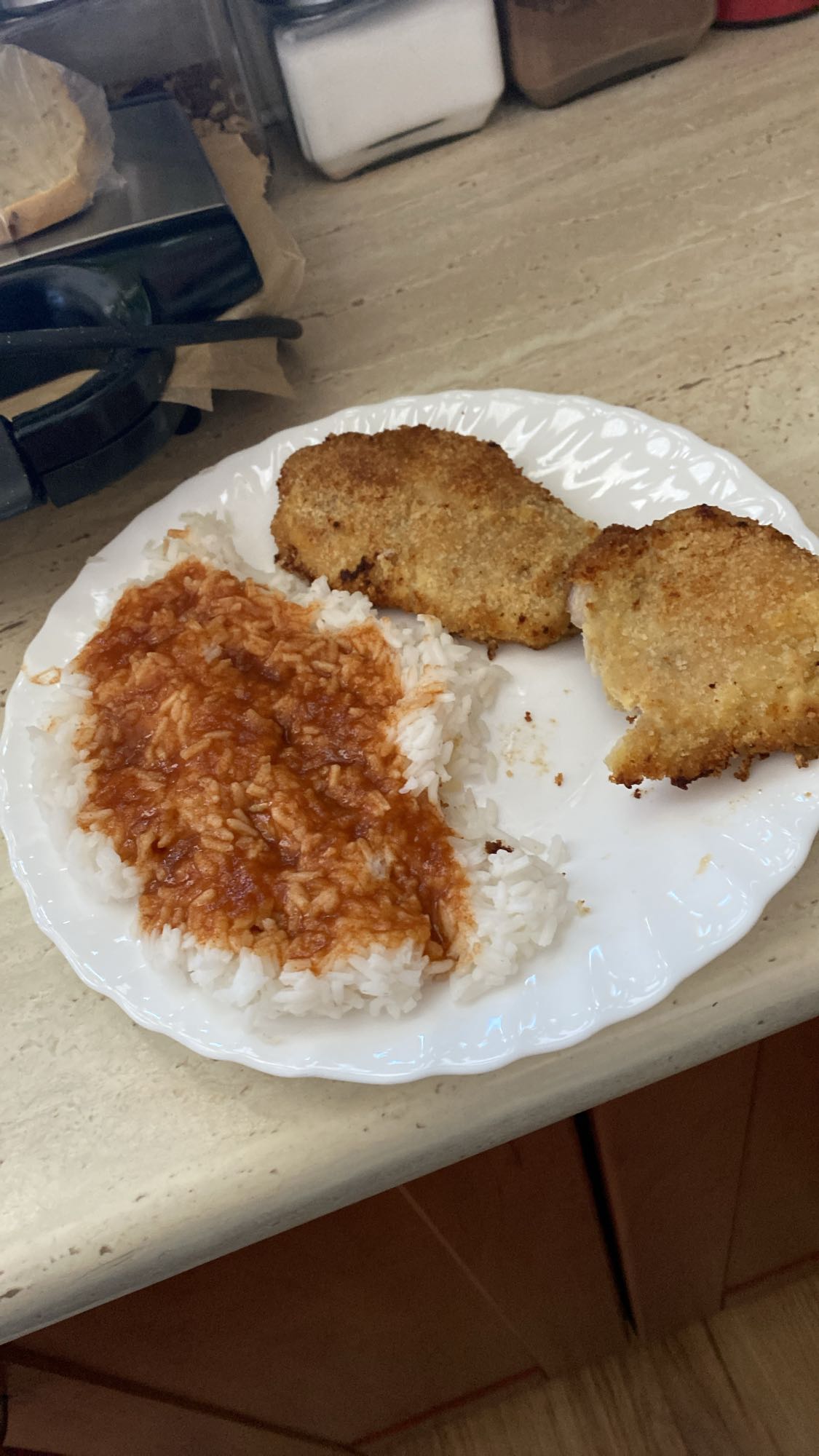 Breaded Chicken with Rice