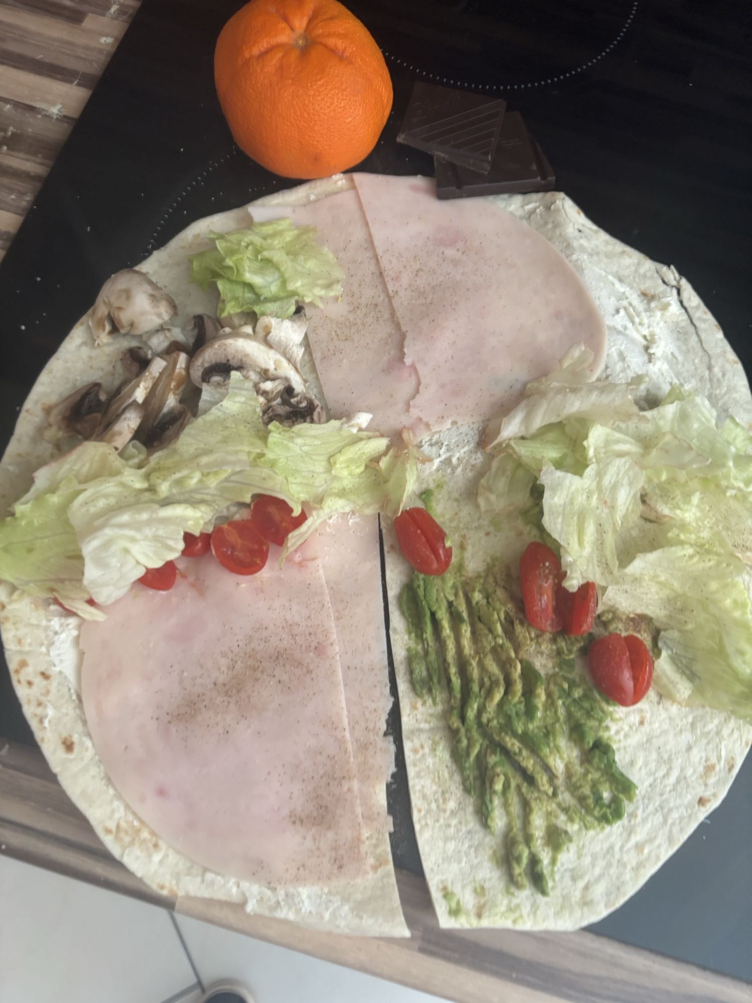 Wrap au jambon et légumes