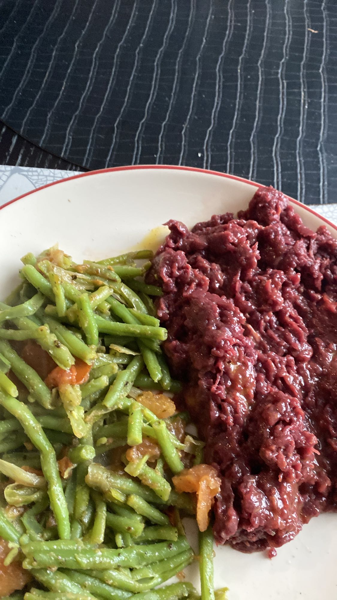 Haricots verts et purée