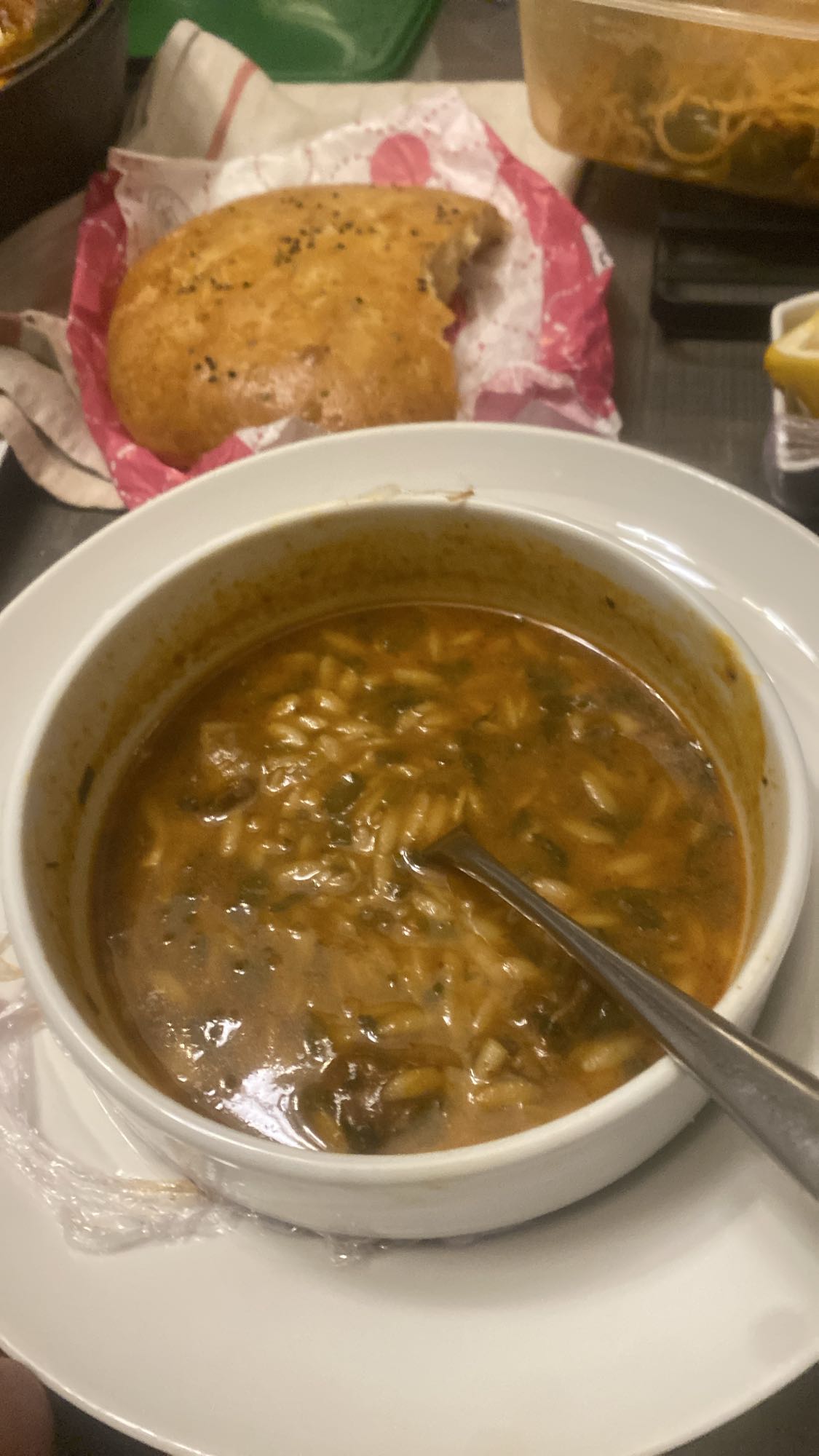 Soupe aux pâtes orzo