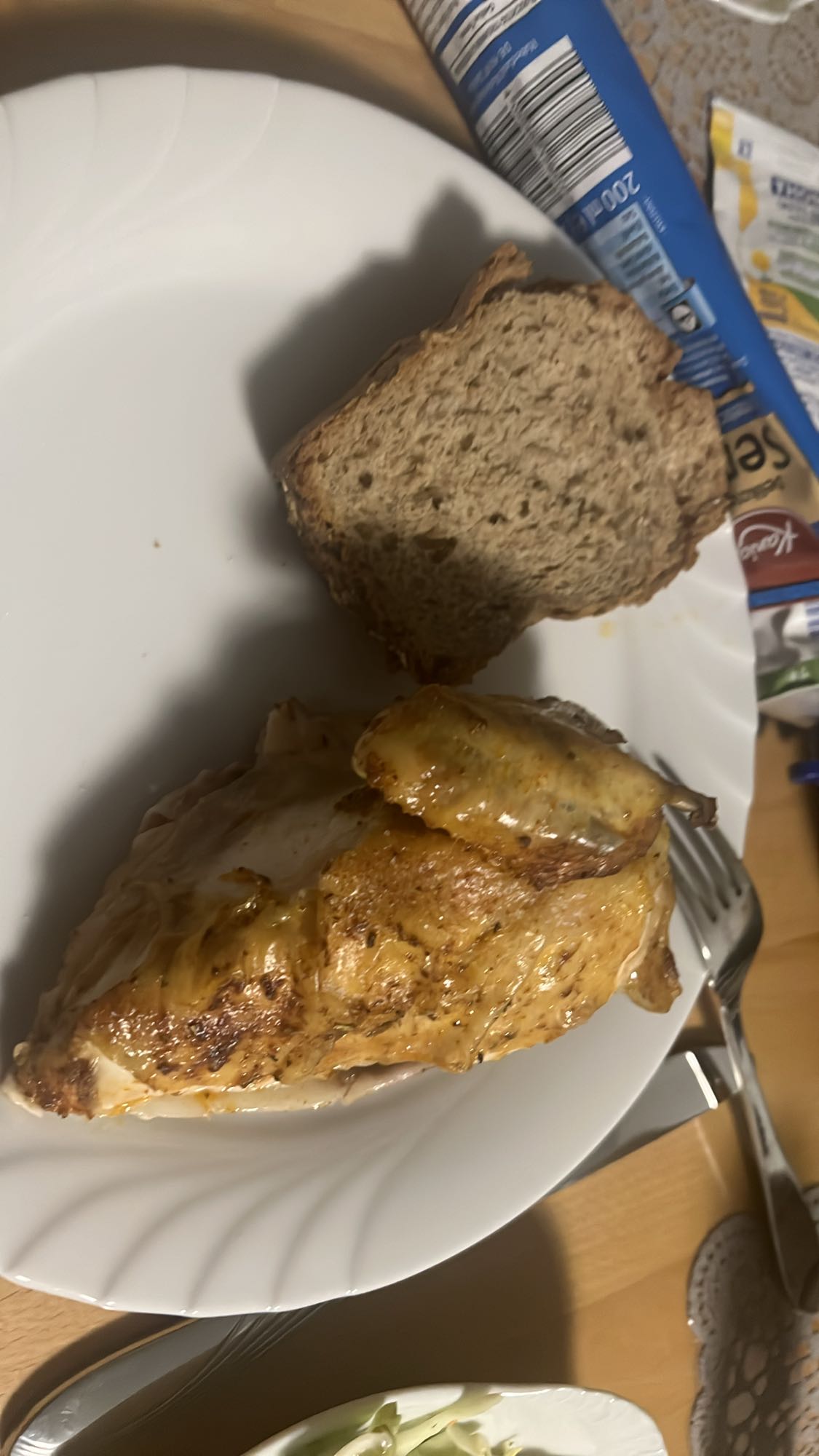 Hähnchen mit Brot