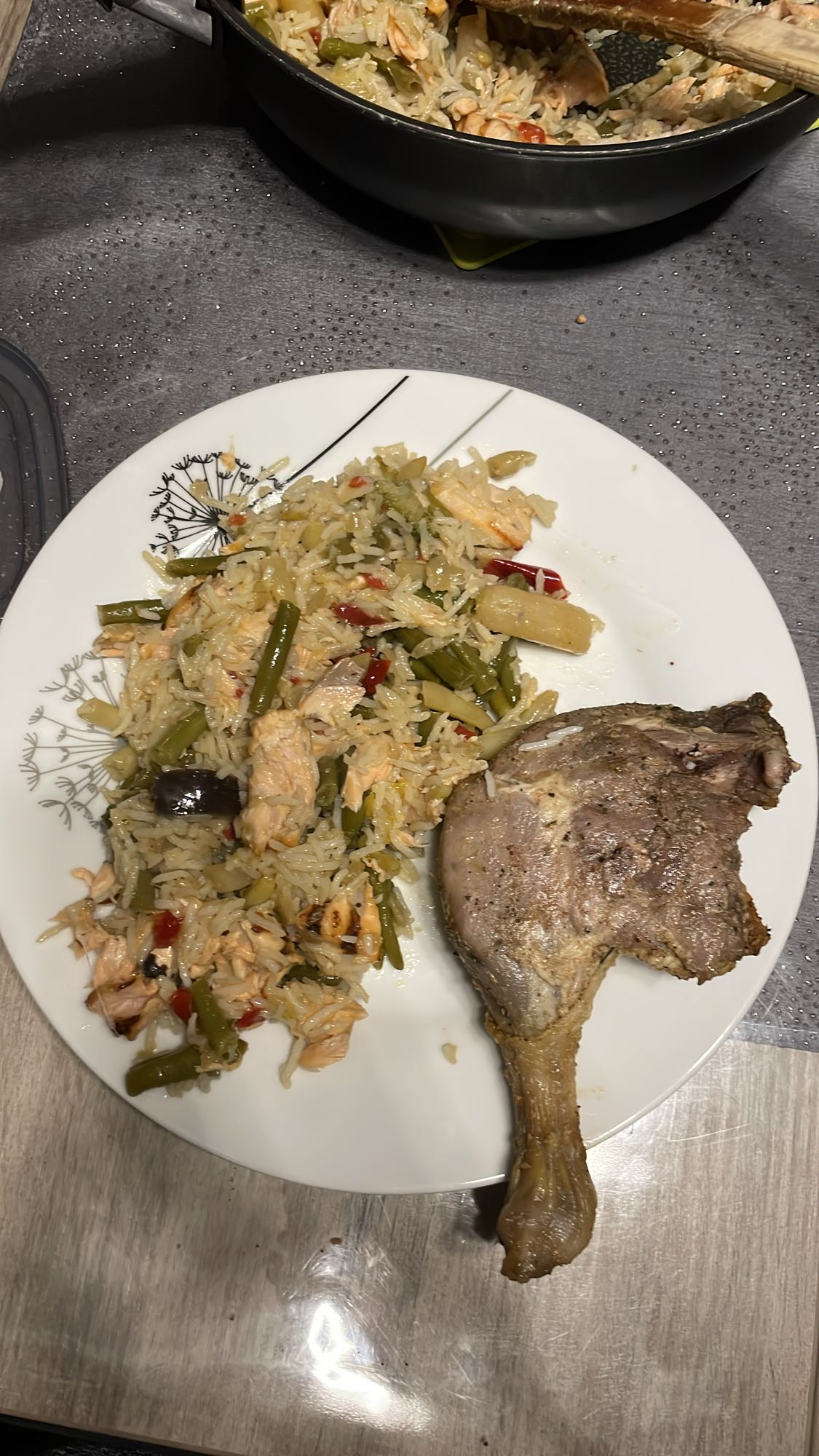 Riz aux légumes et viande