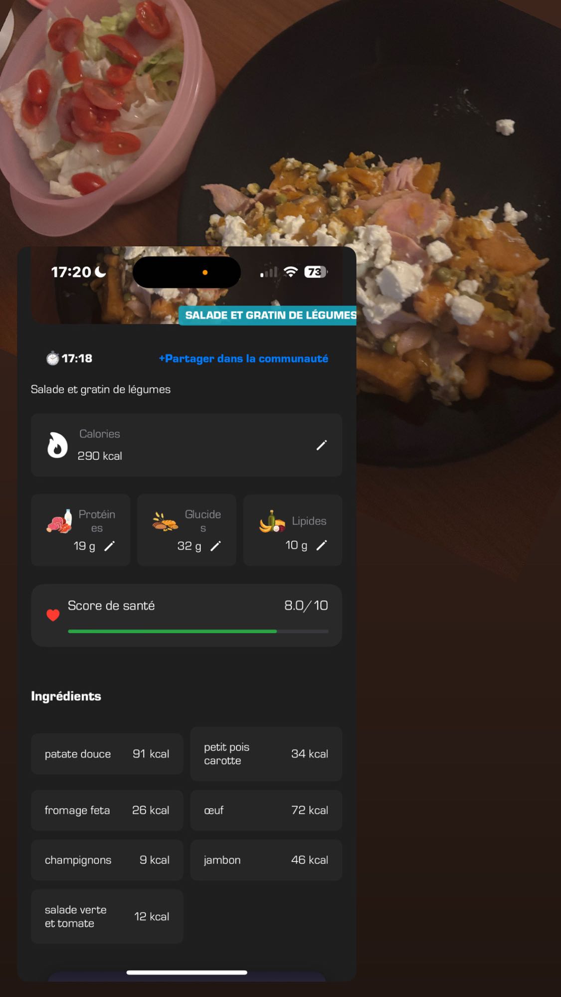 Salade et gratin de légumes