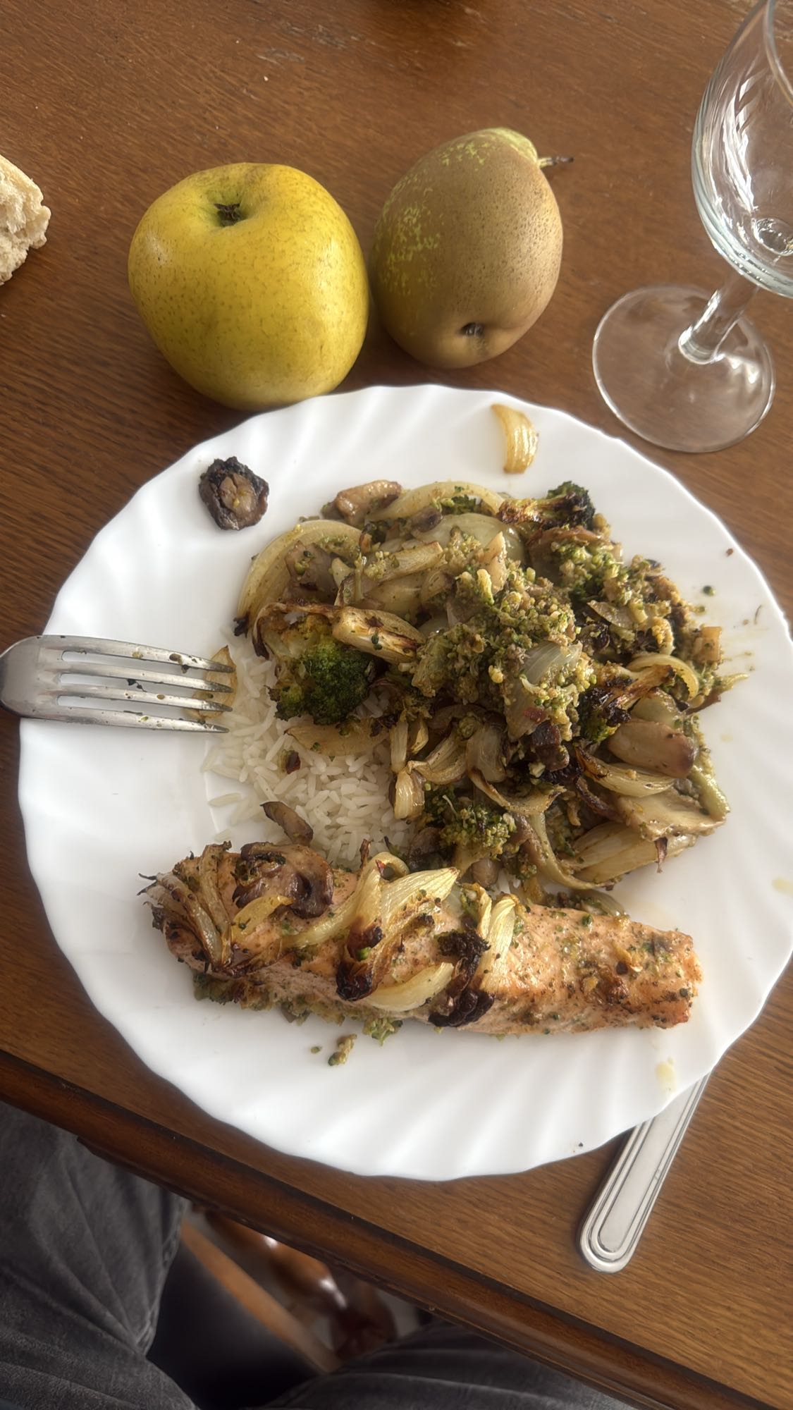 Saumon avec légumes et riz