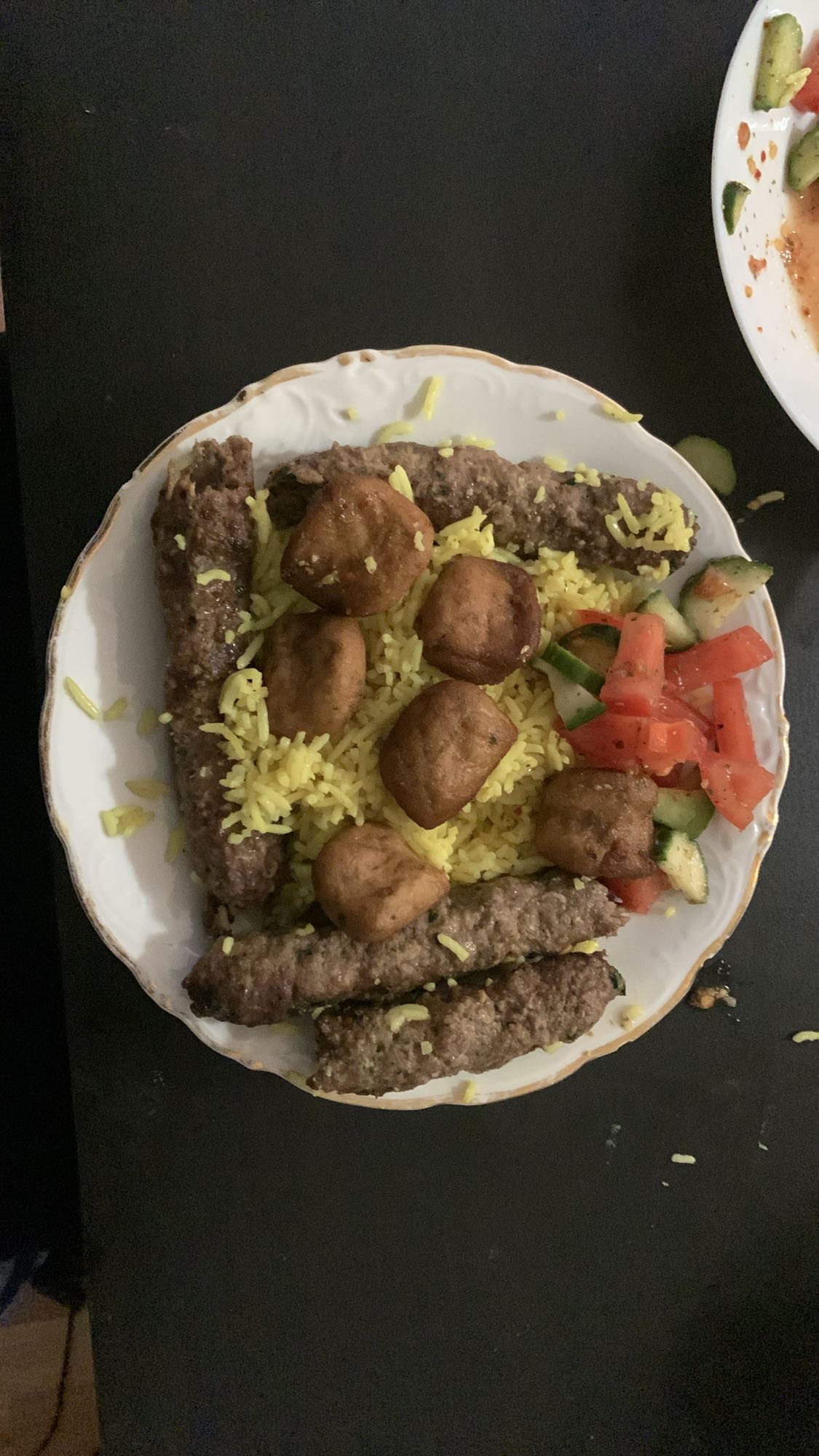 Kebab med ris och sallad