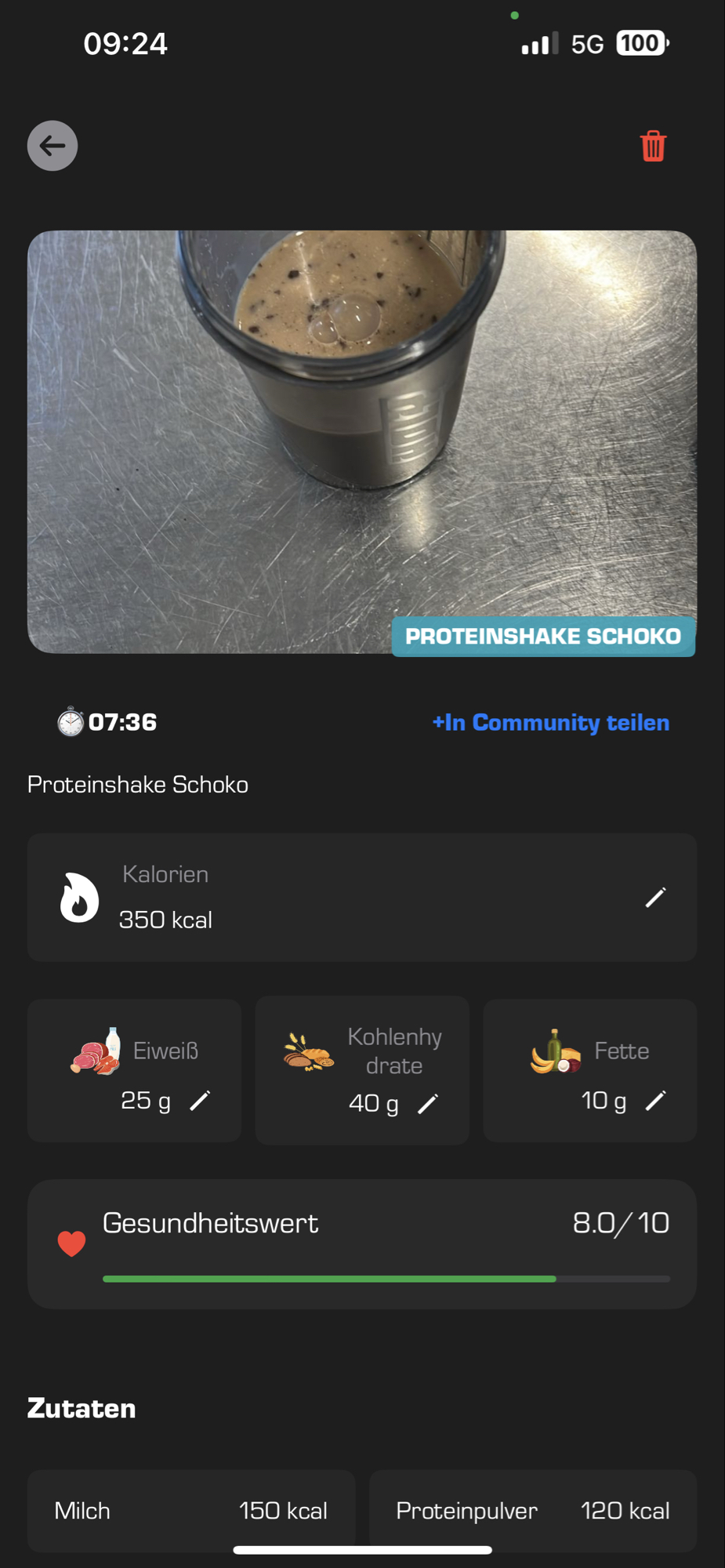 Proteinshake Schoko