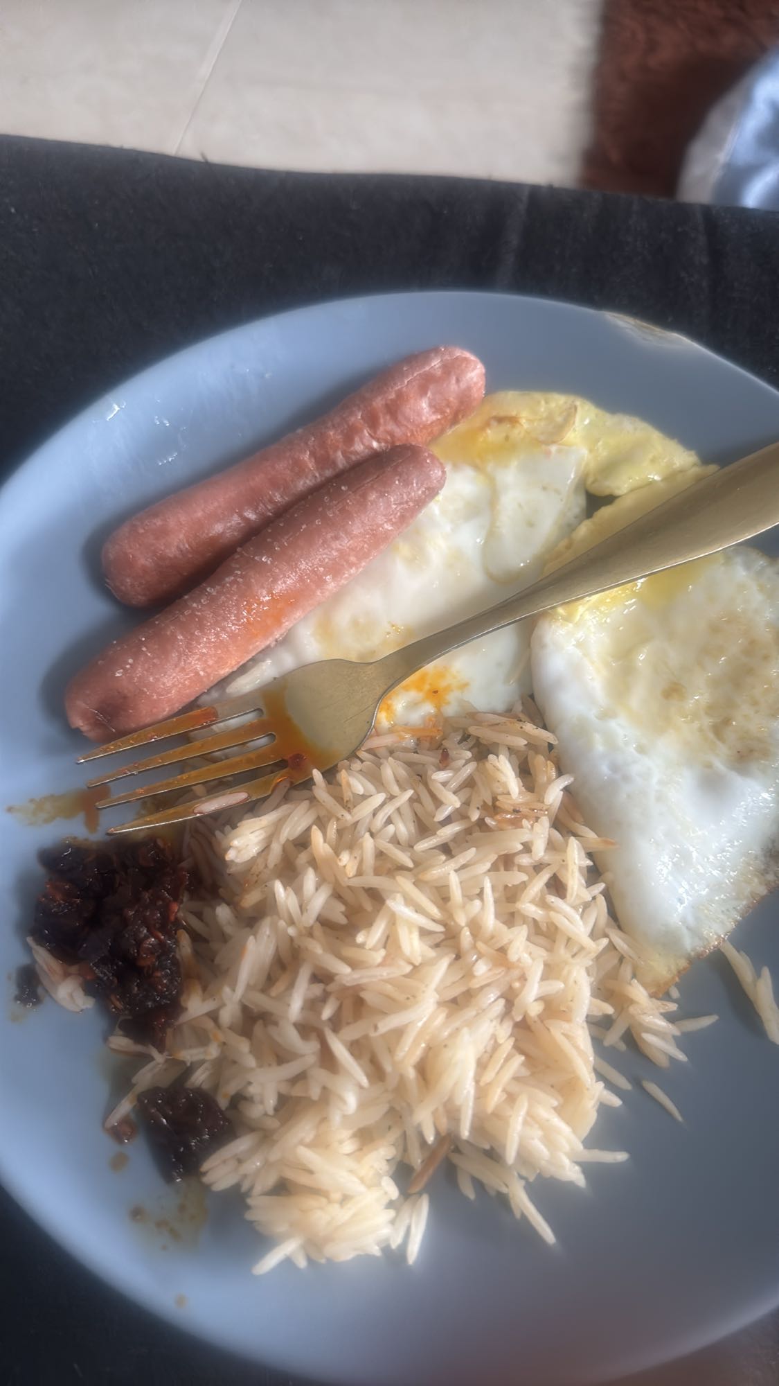 Eggs, Sausages, and Rice