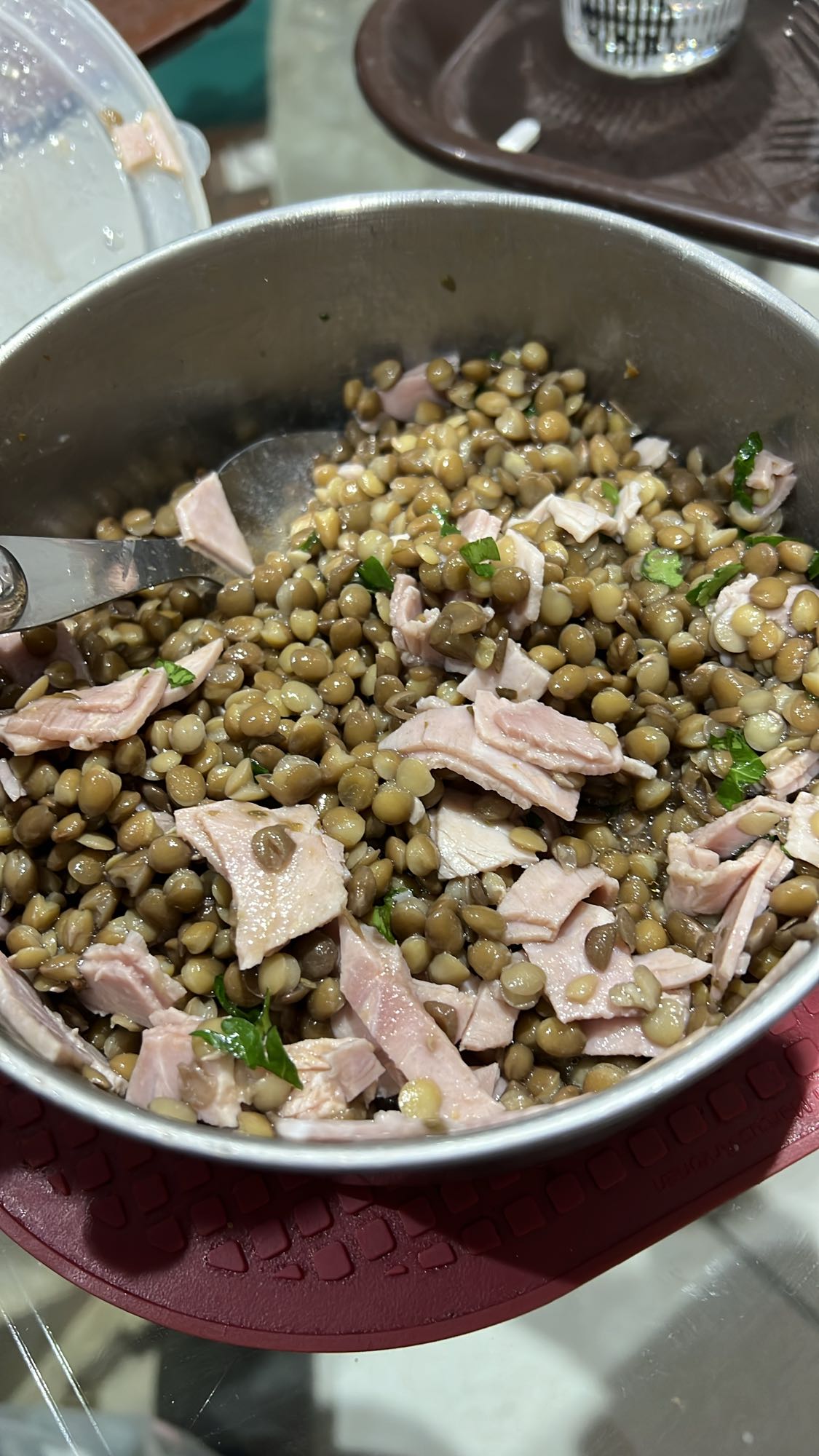 Salade de lentilles au jambon