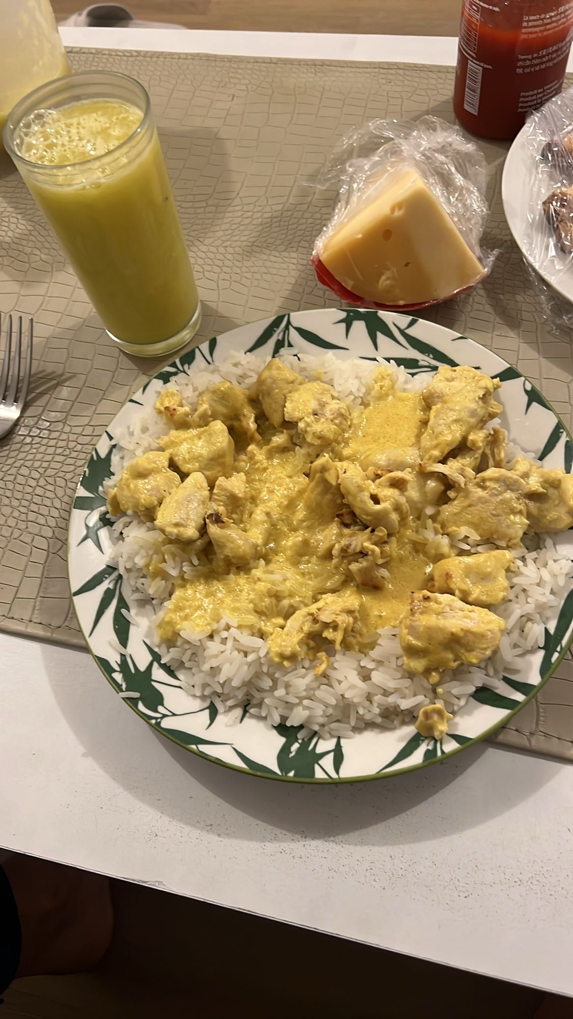 Poulet au curry et riz