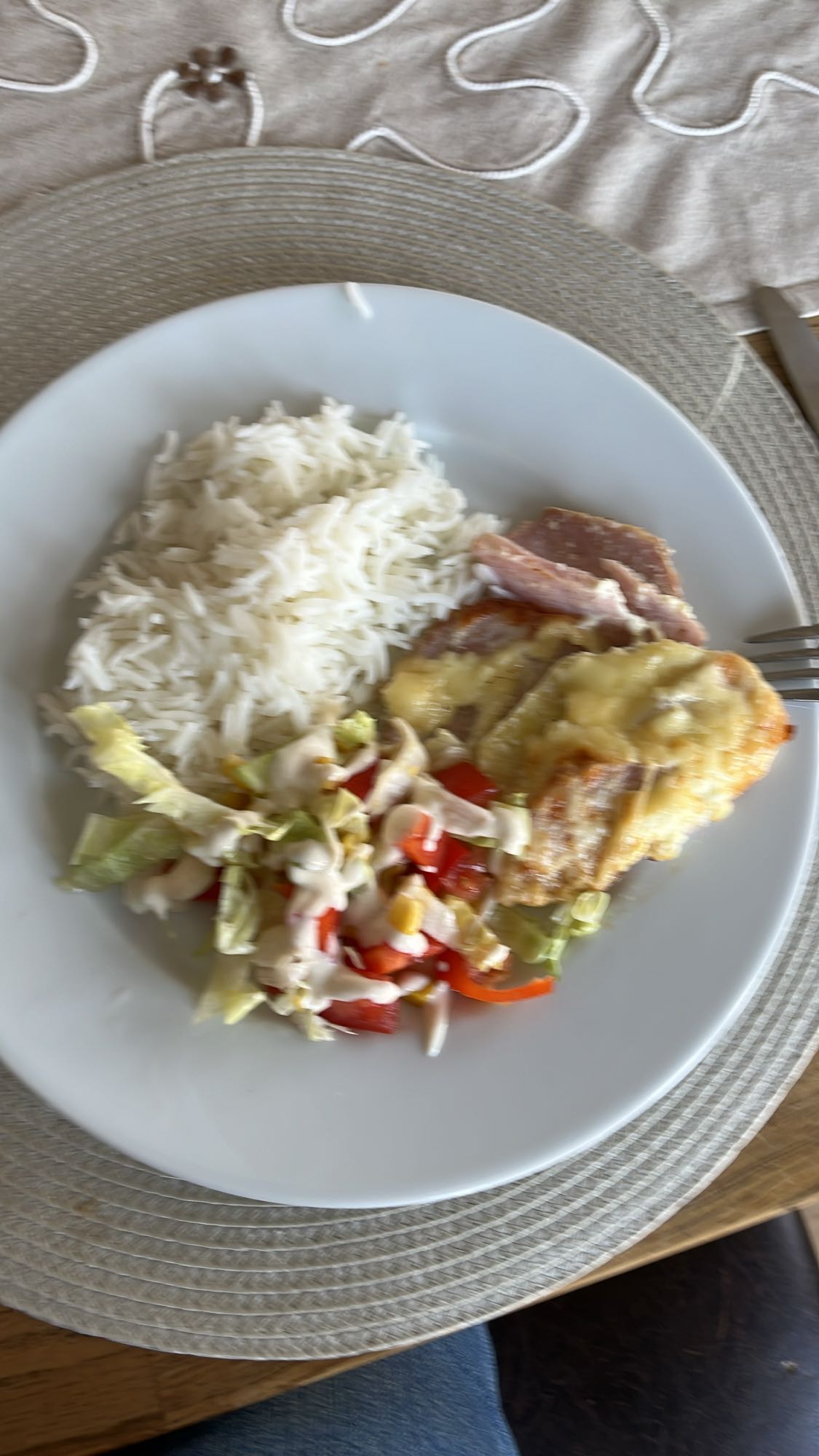 Gratinerad skinka med ris