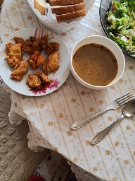 Fried Chicken with Soup