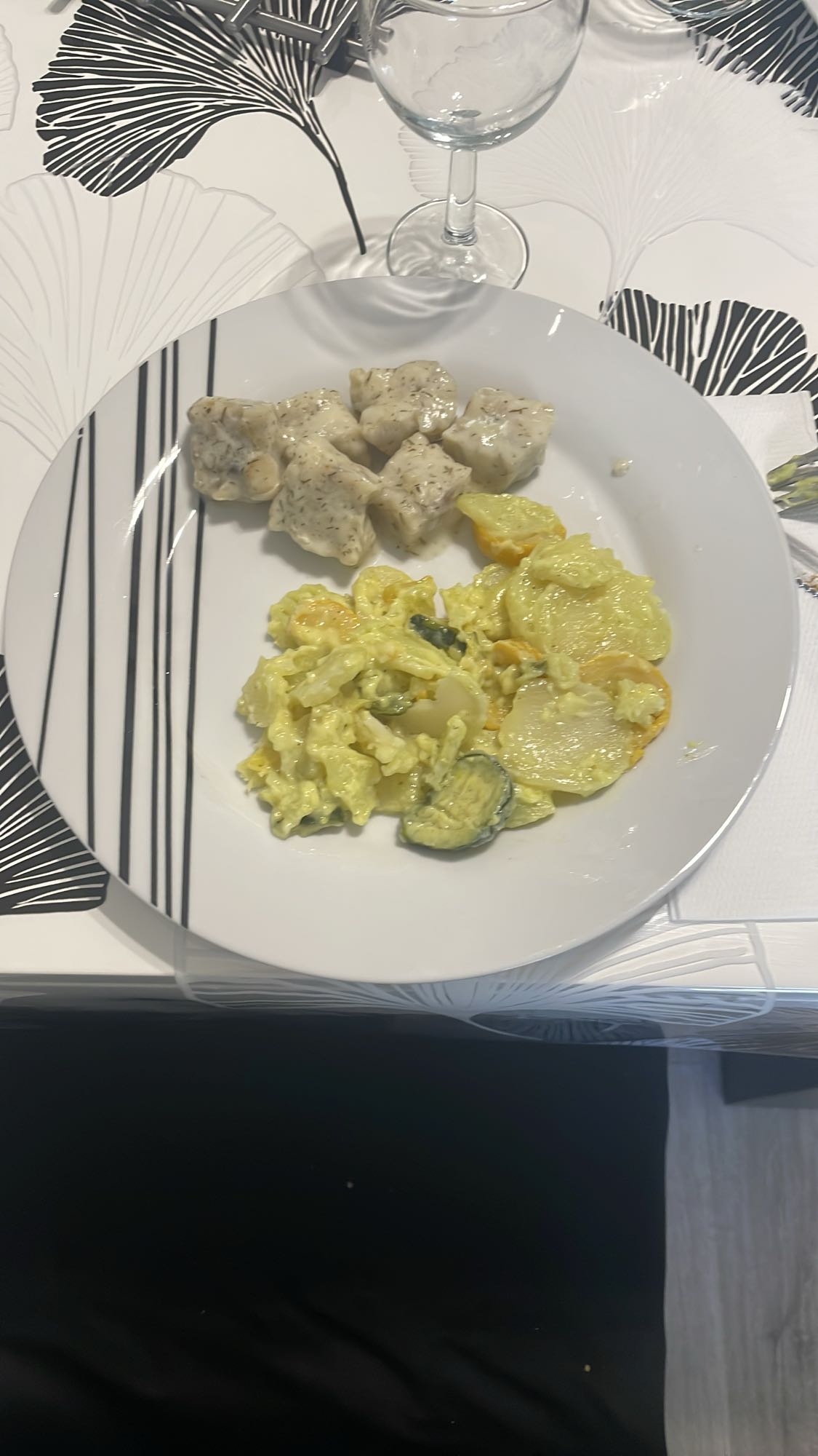 Poulet à la crème et légumes