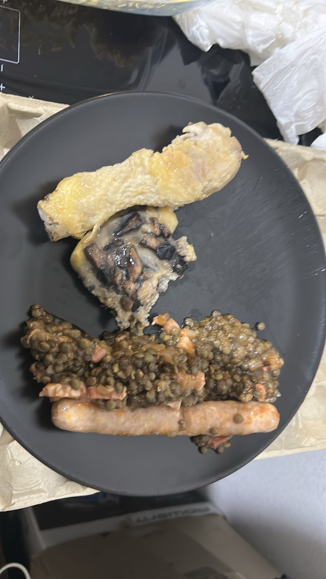 Poulet aux lentilles