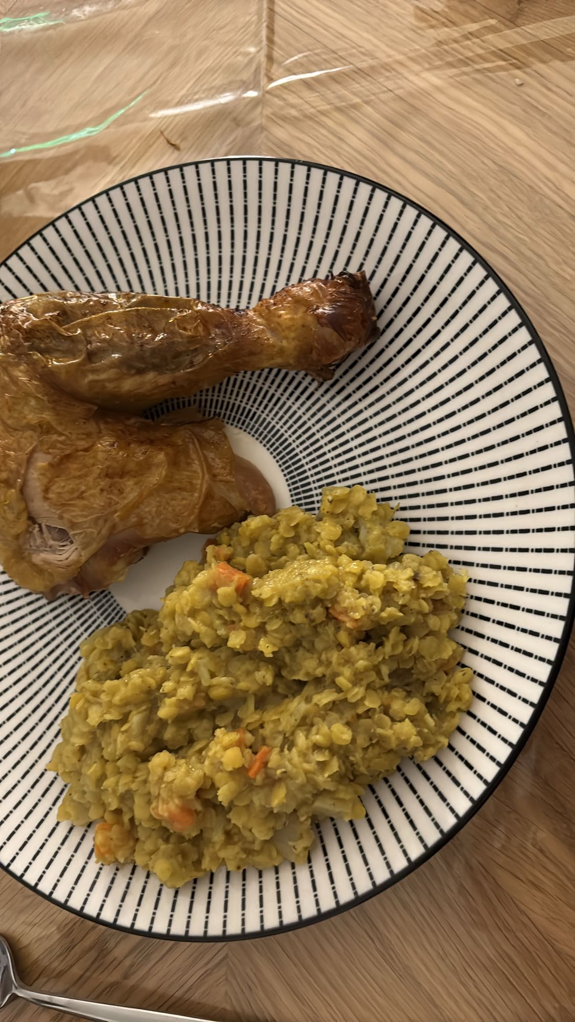 Poulet rôti avec lentilles