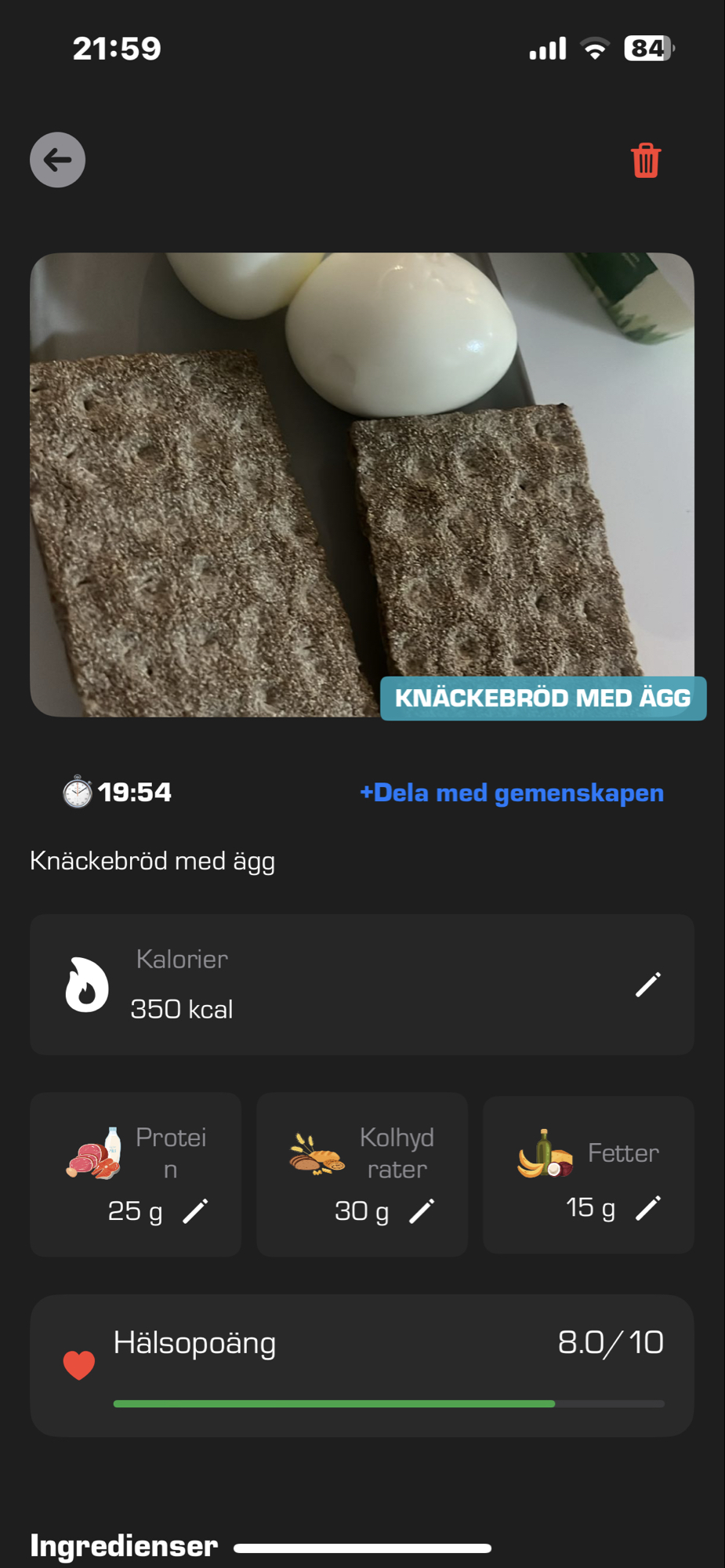 Knäckebröd med ägg