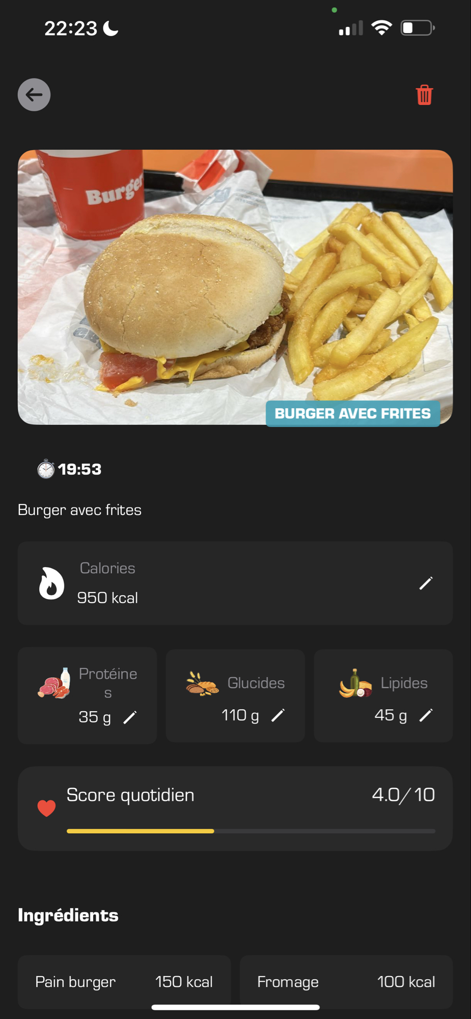 Burger avec frites