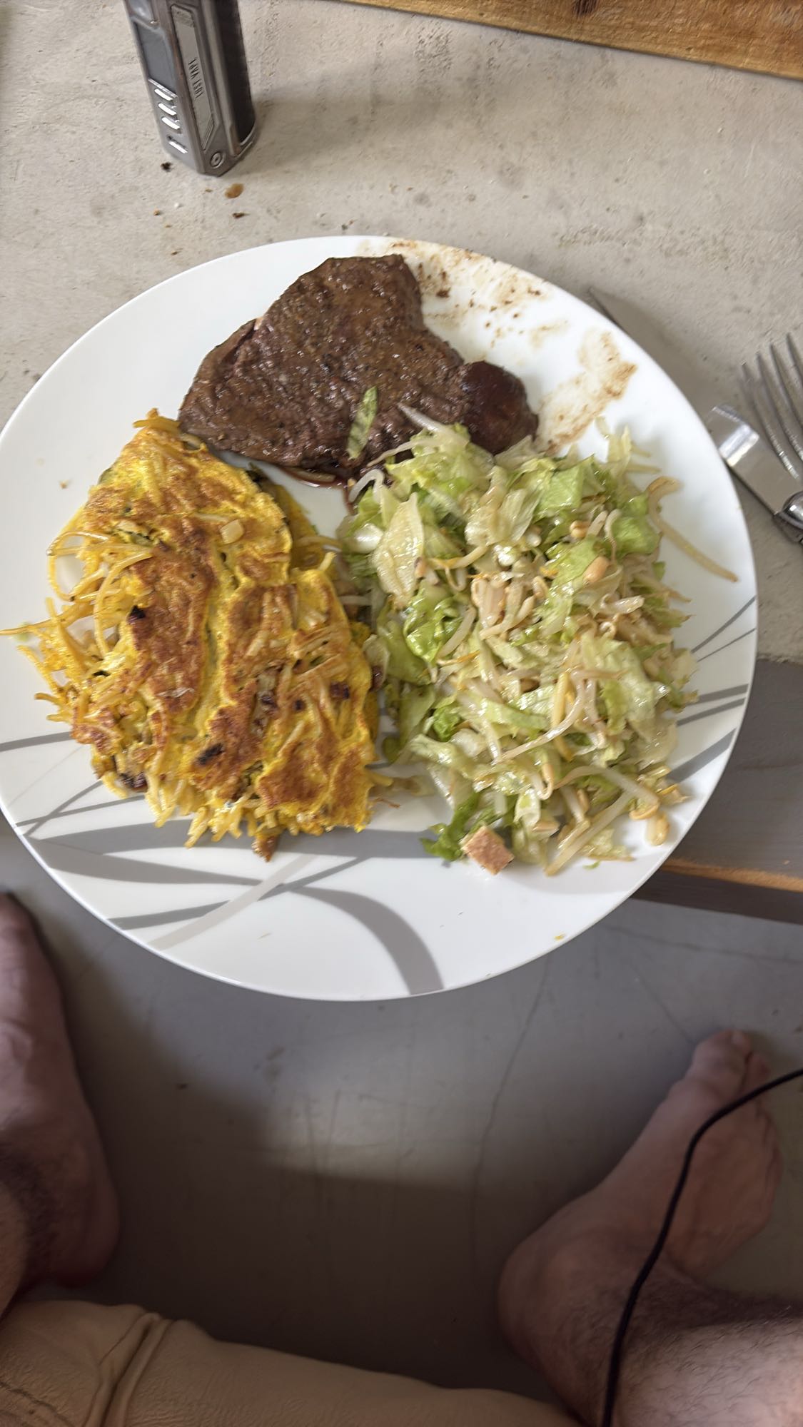 Steak avec omelette